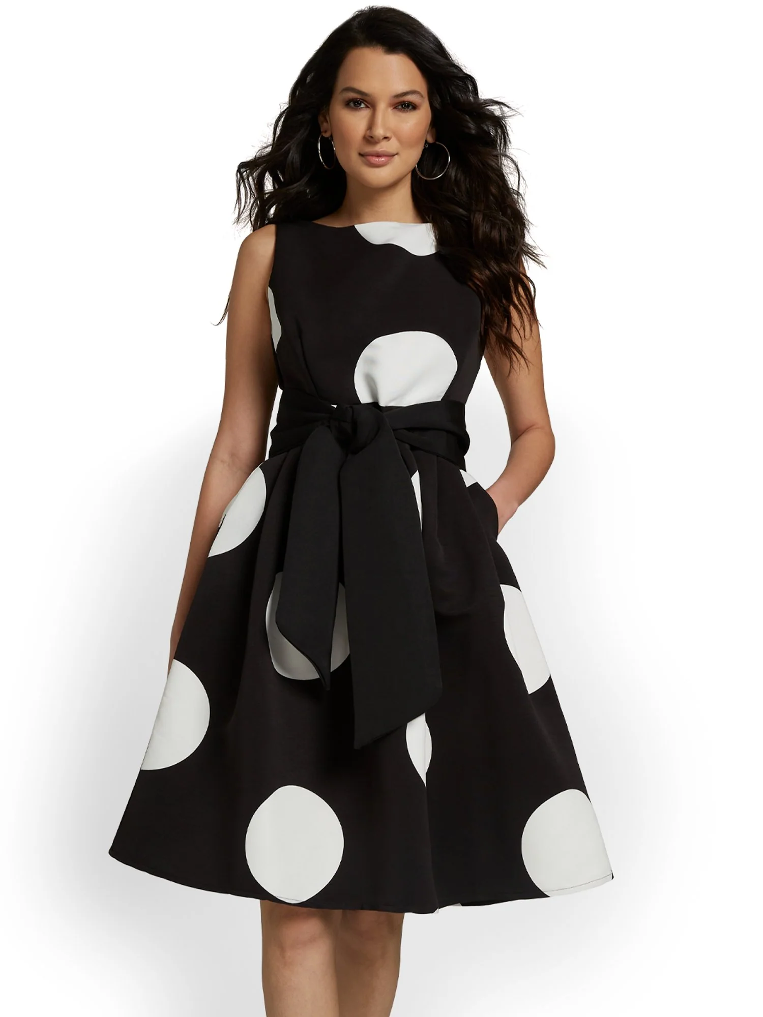 Polka-Dot Flare Dress