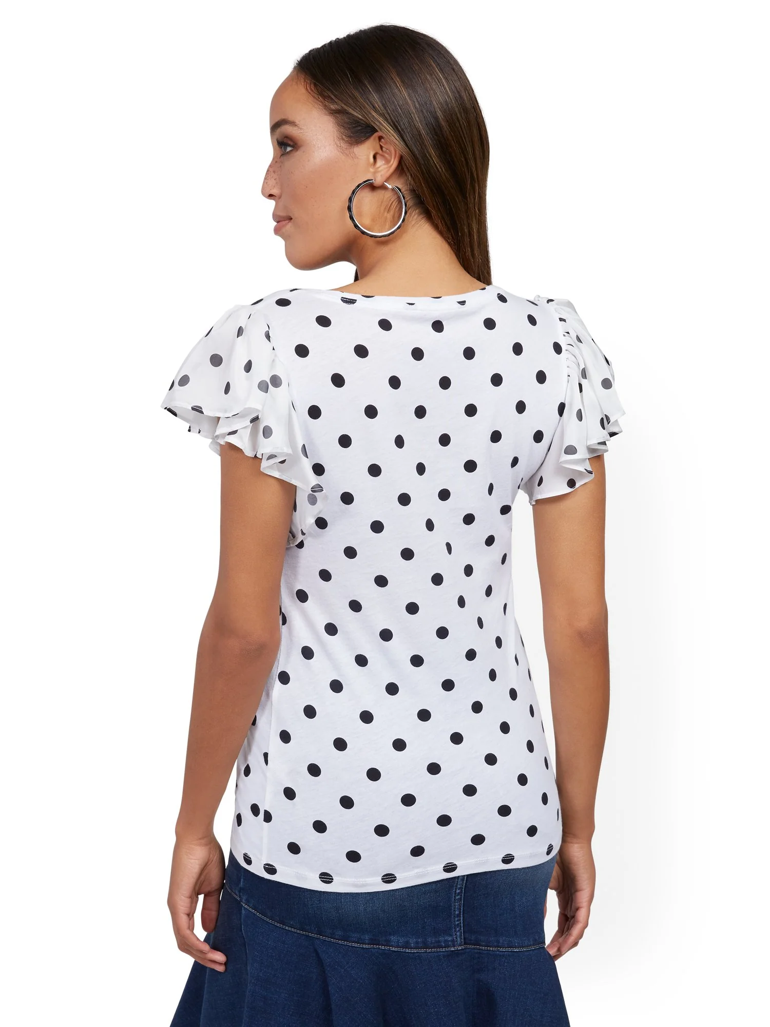 Polka-Dot Flutter-Sleeve Top - Image 6