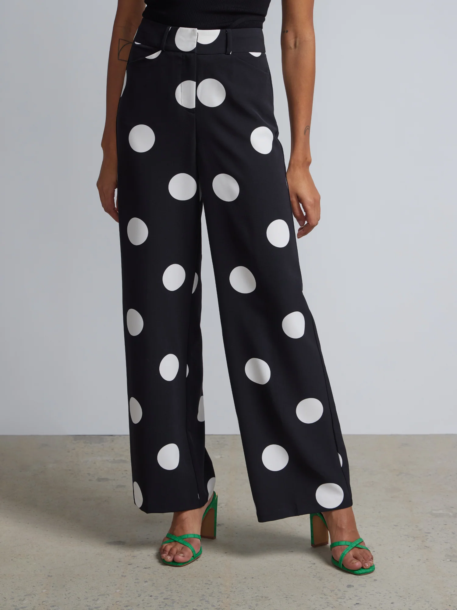 Polka-Dot High-Waisted Wide-Leg Pant