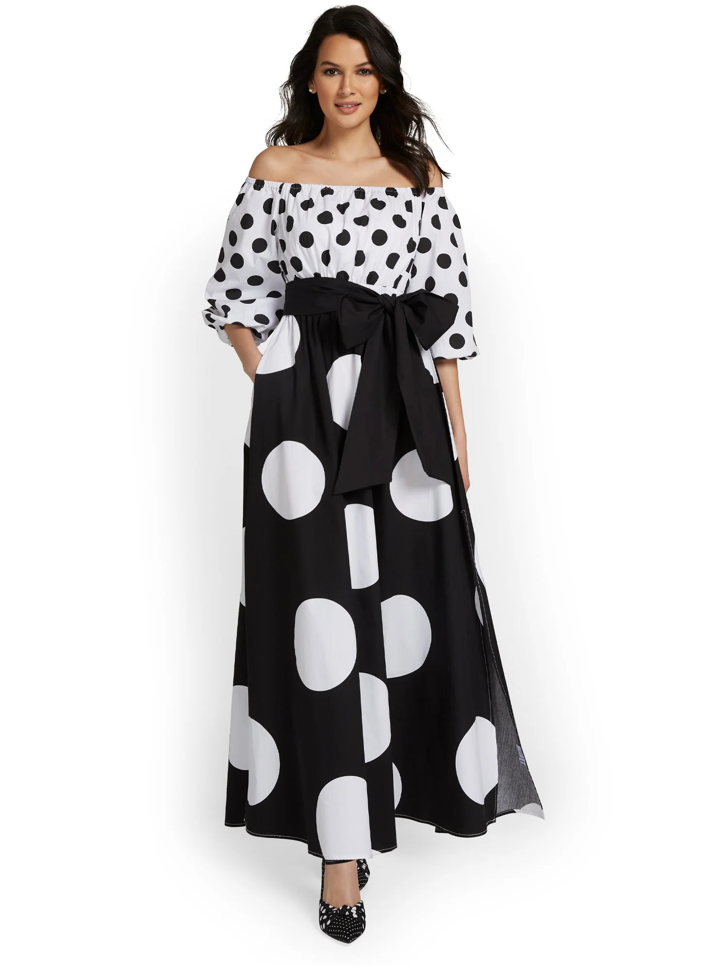 Polka-Dot Off-The-Shoulder Maxi Dress - Image 2