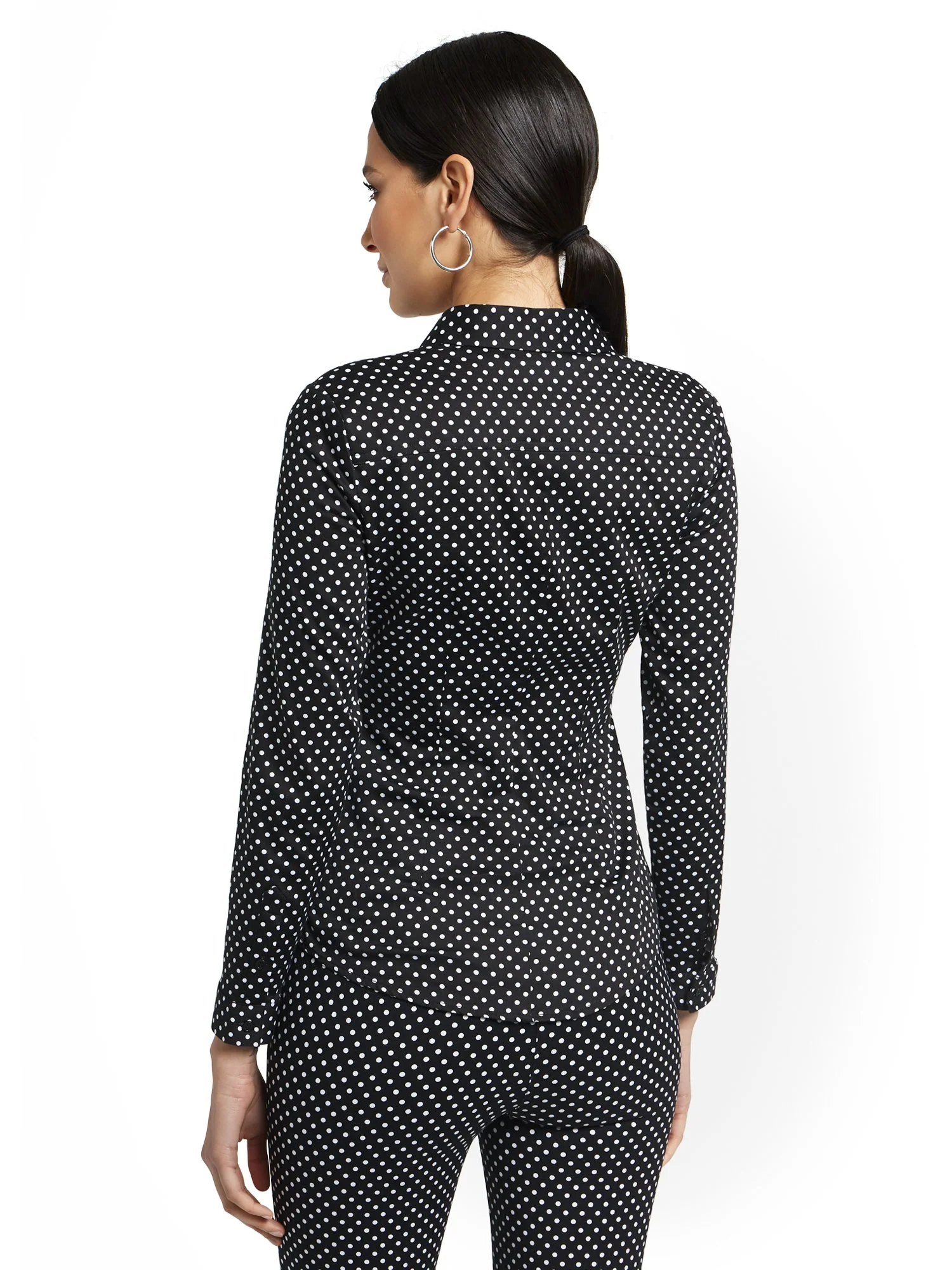 Polka Dot-Print Ruched Madison Shirt - 7th Avenue - Image 3