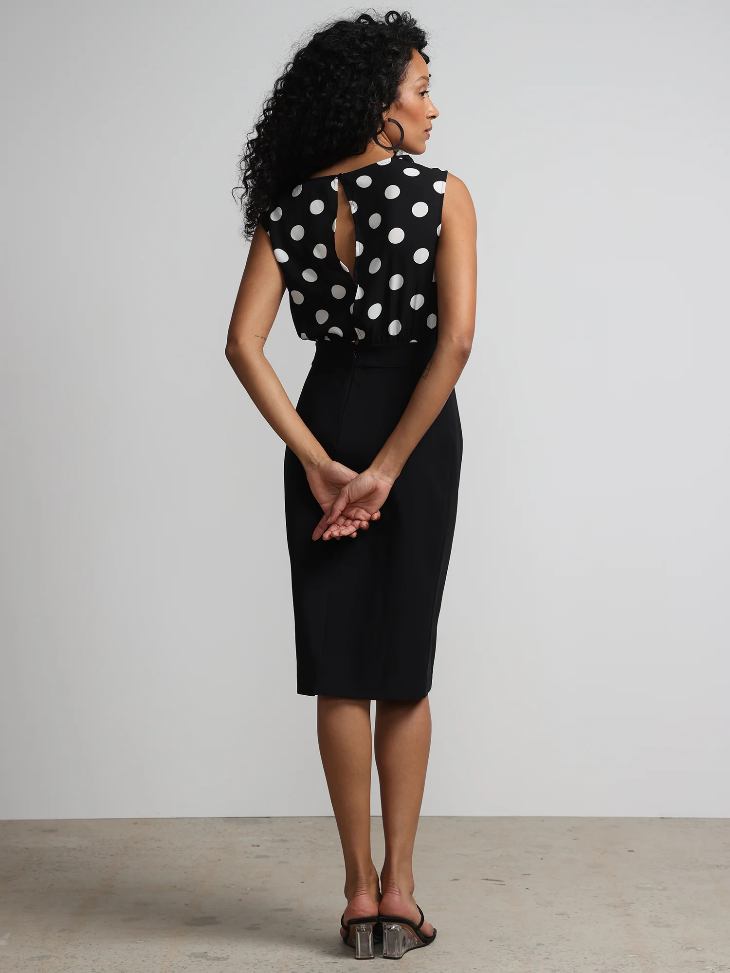 Polka-Dot Print V-Neck Sheath Dress - Fit To Flatter - Image 3