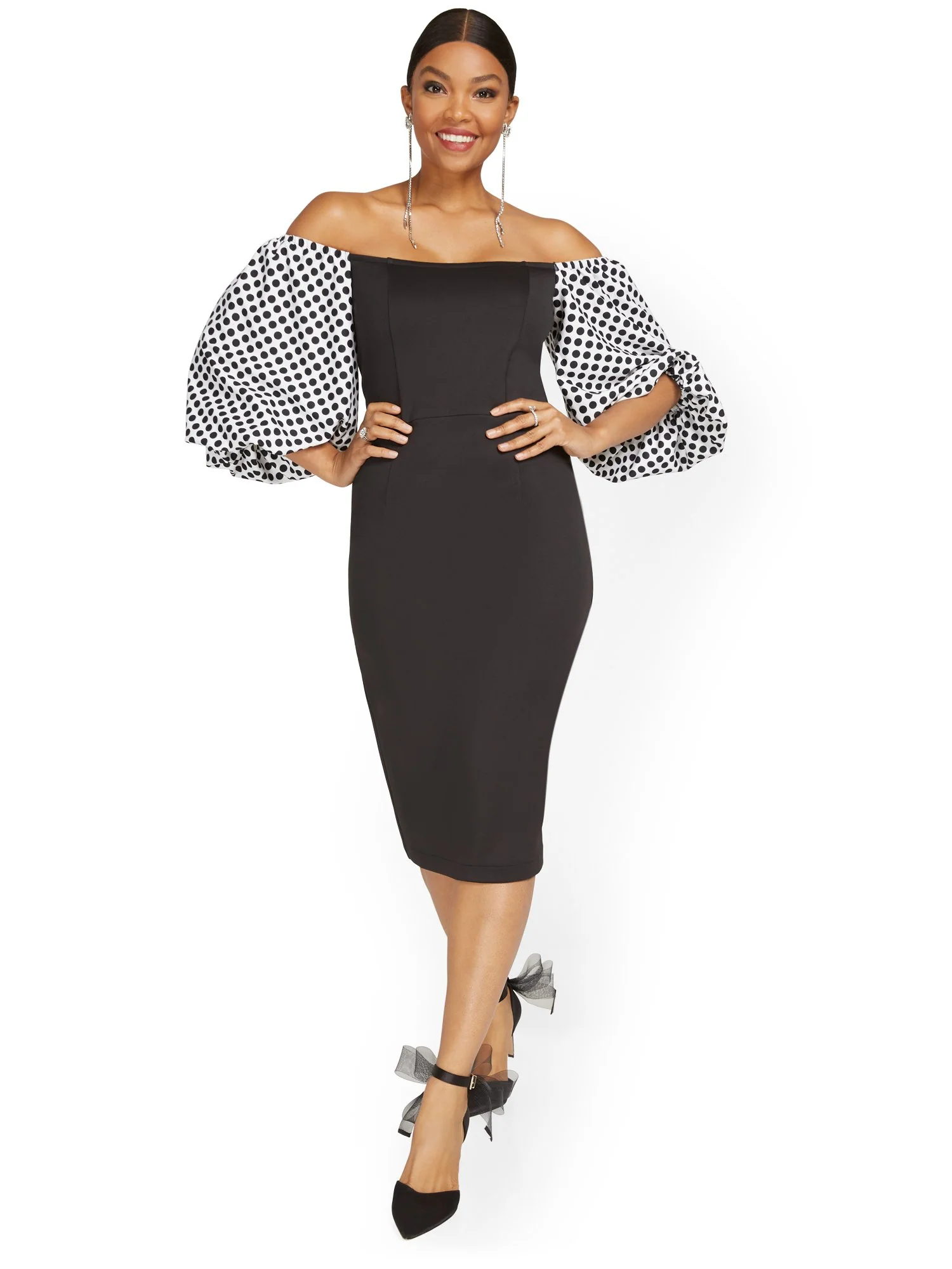 Polka-Dot Puff-Sleeve Dress - Image 2
