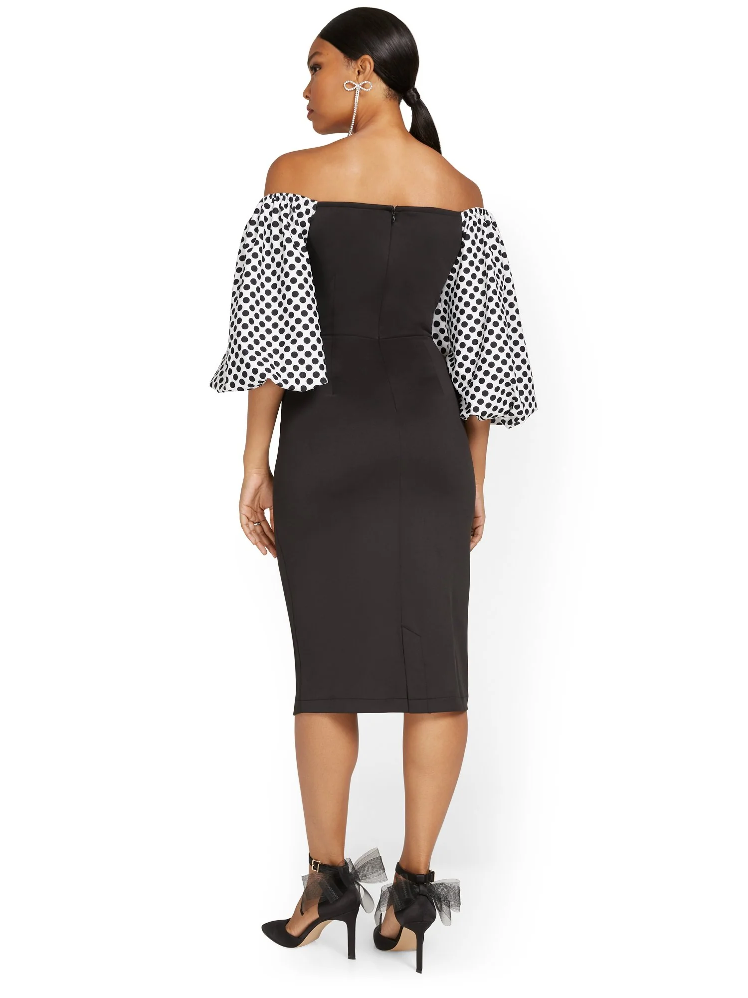 Polka-Dot Puff-Sleeve Dress - Image 3