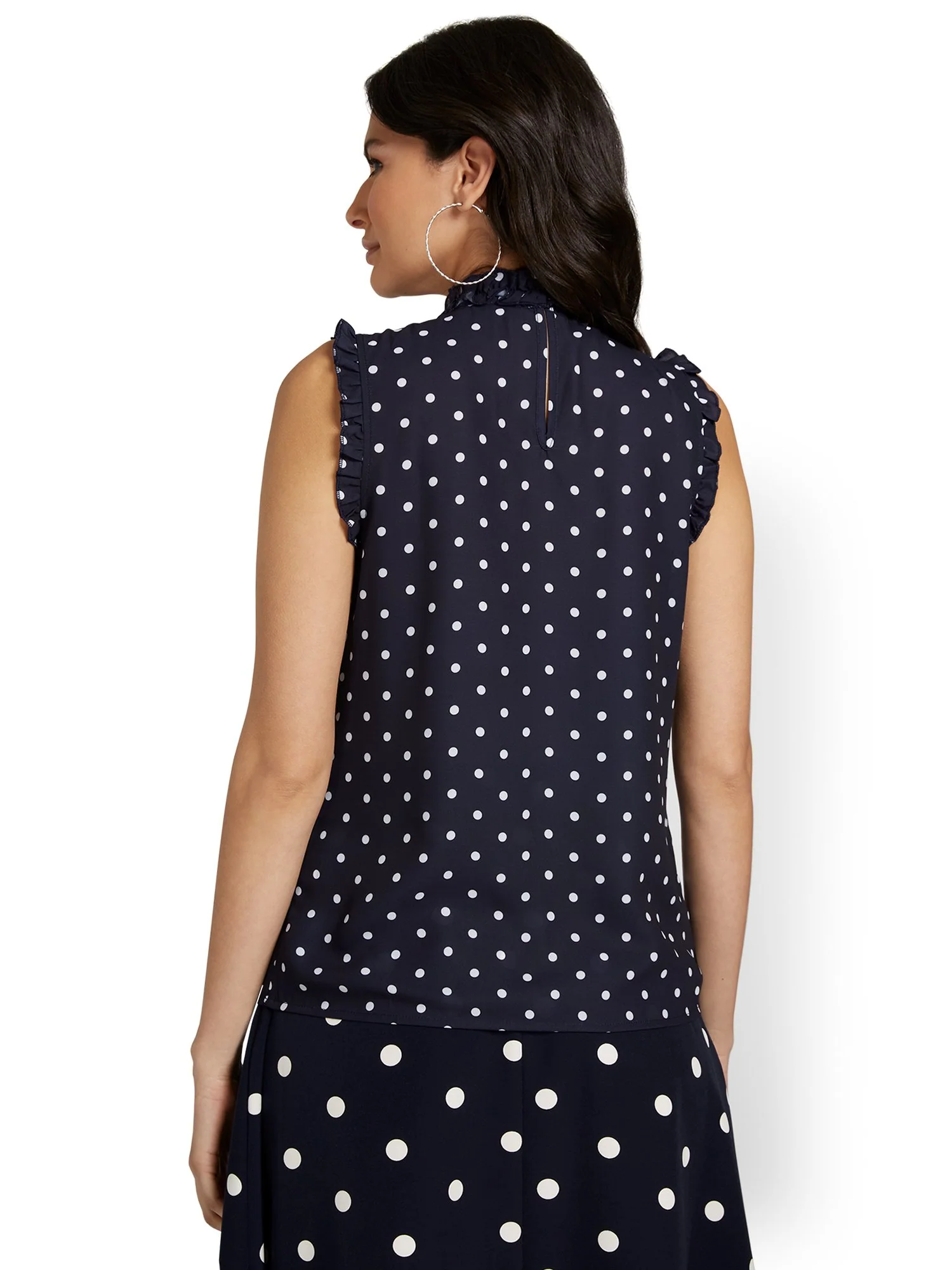 Polka-Dot Ruffle-Neck Blouse - Image 3