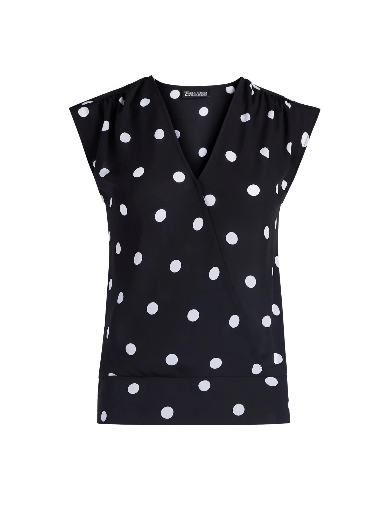 Polka Dot Shirred Surplice Top