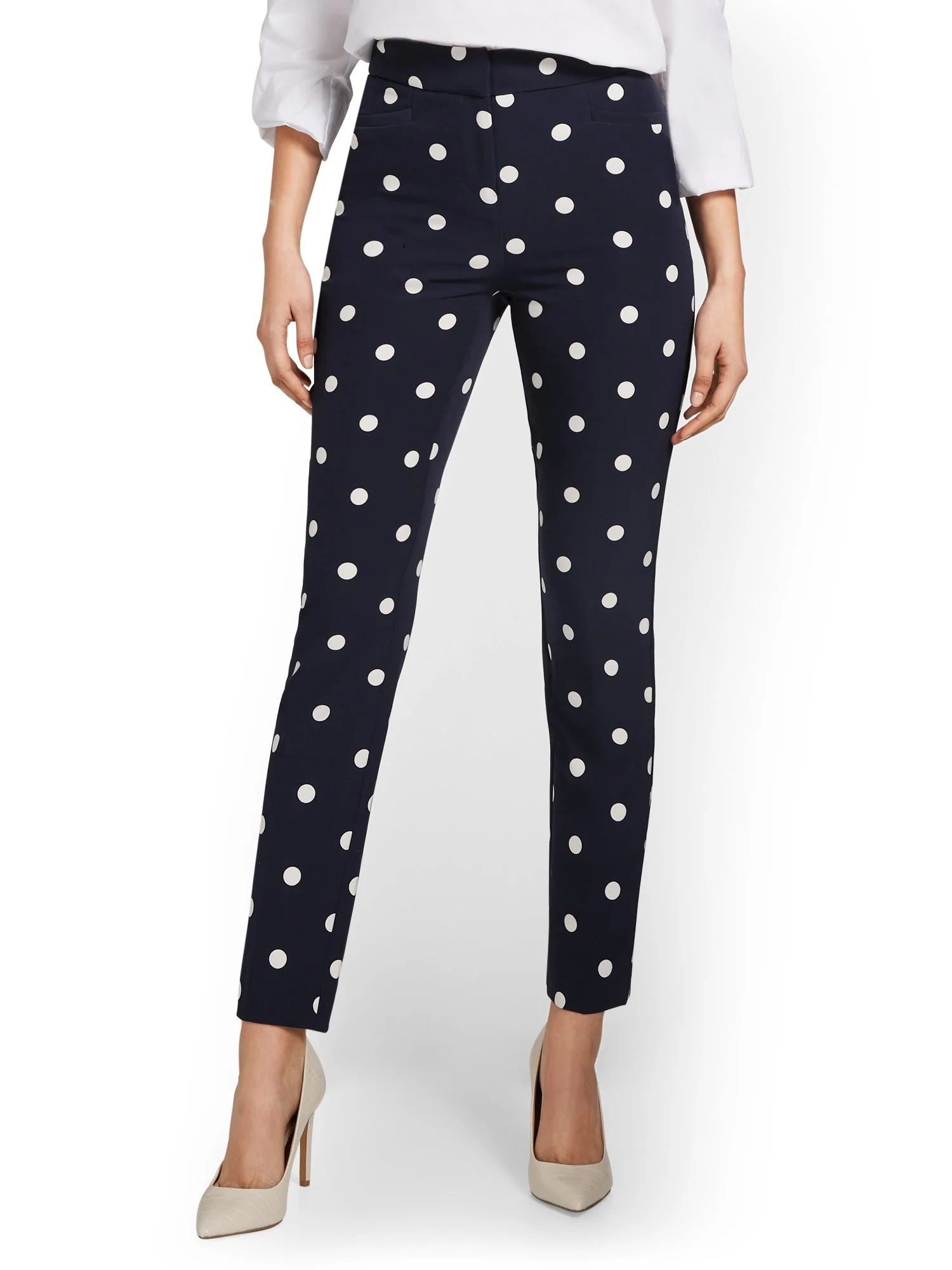 Polka-Dot Slim-Leg Ankle Pant