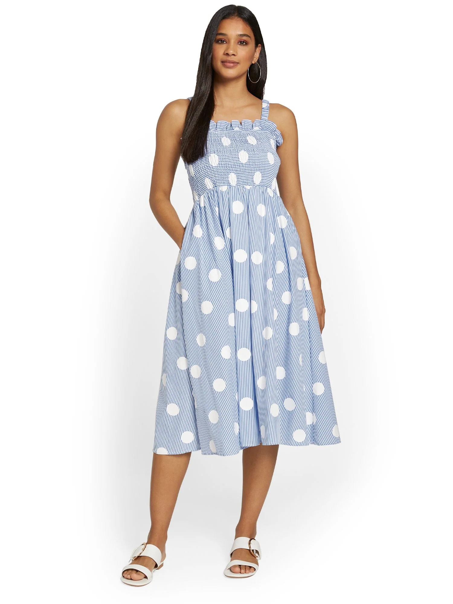 English Factory Polka-Dot Smocked Midi Dress - Brands We Love - Image 2