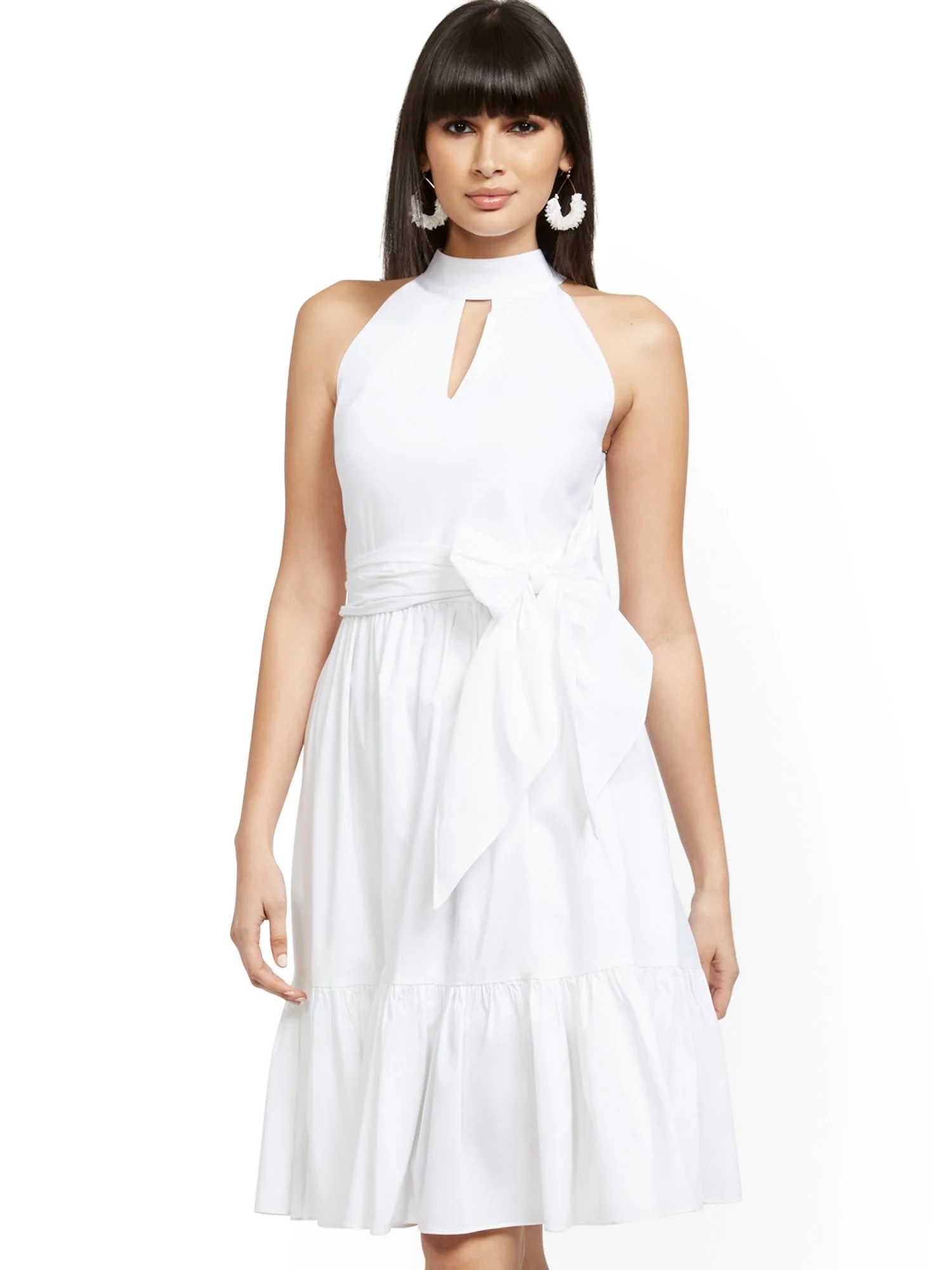 Poplin Bow-Accent Dress - Image 2