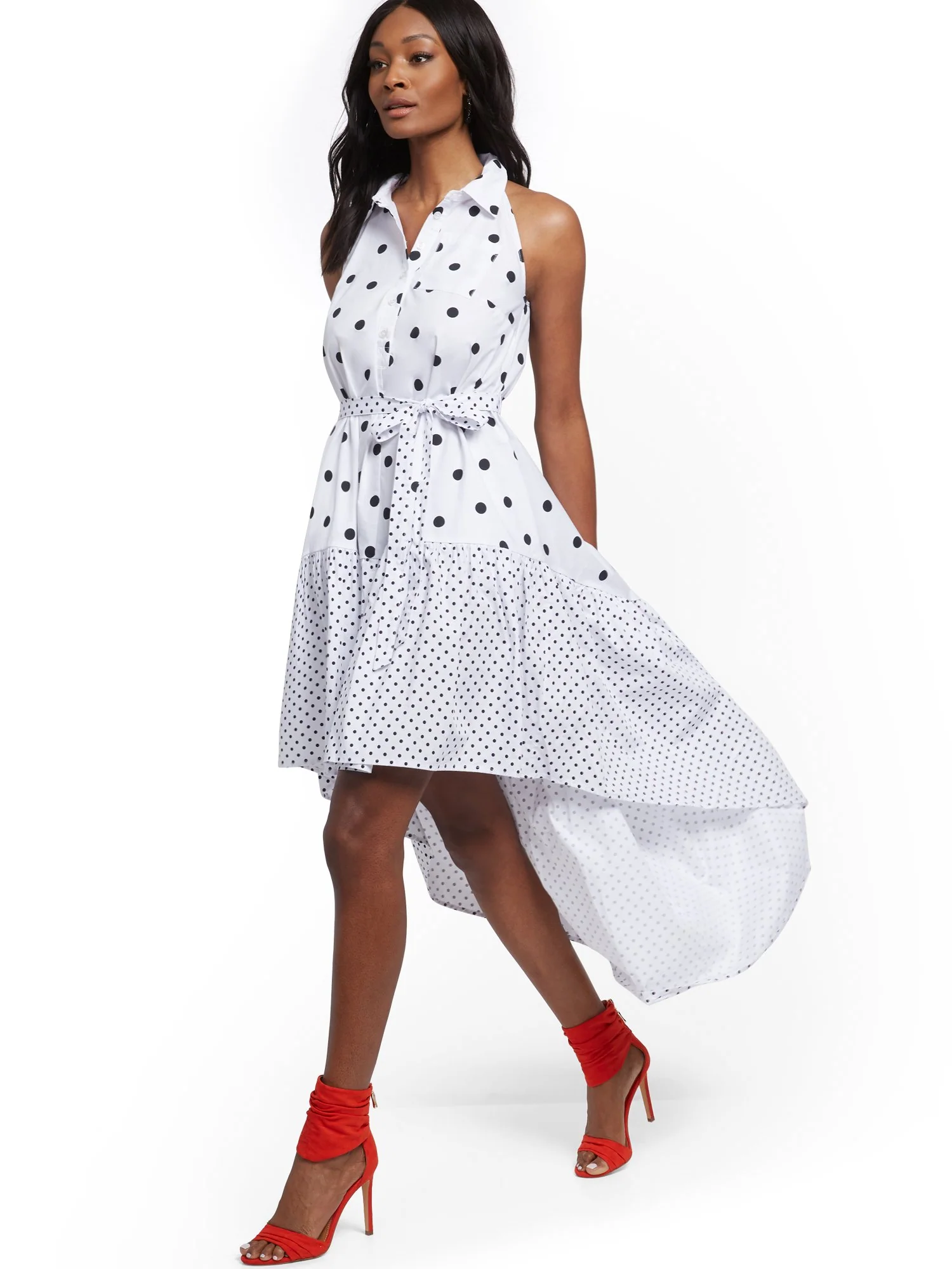Poplin Halter Hi-Lo Shirtdress - Image 2