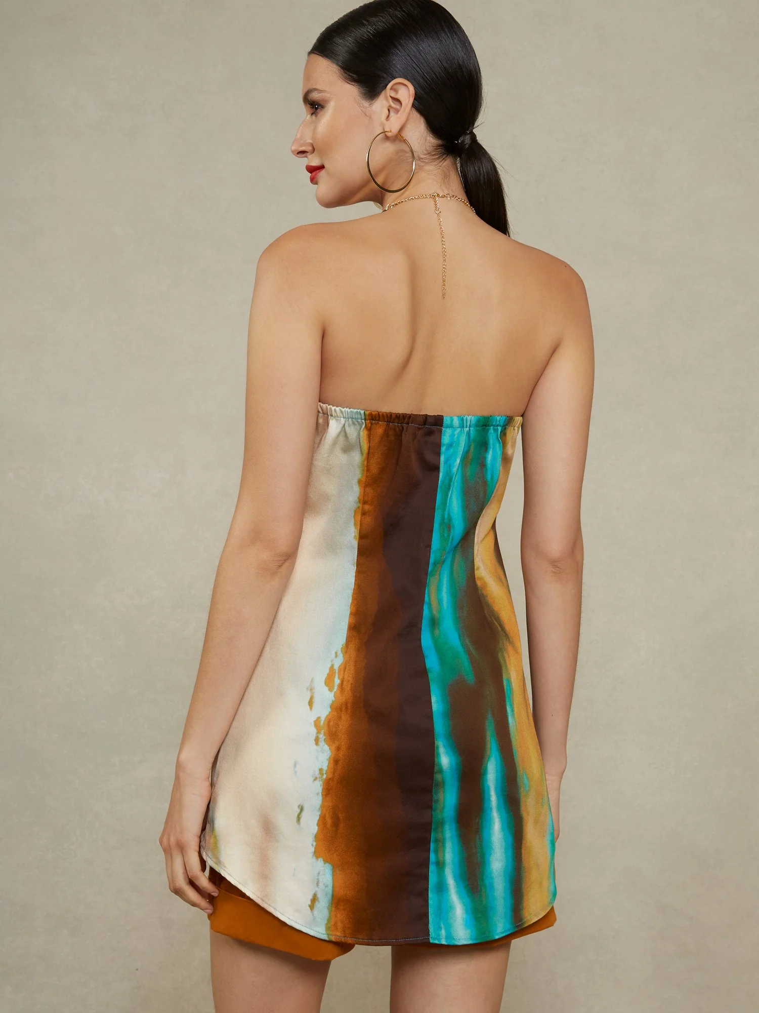 Poplin Ombre Hardware Halter Drama Top - Image 3