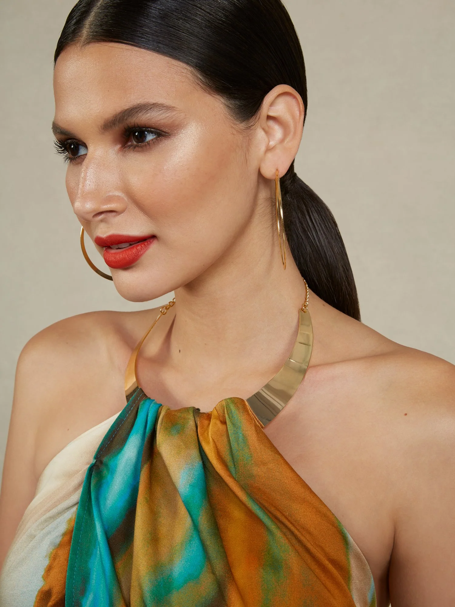 Poplin Ombre Hardware Halter Drama Top - Image 4