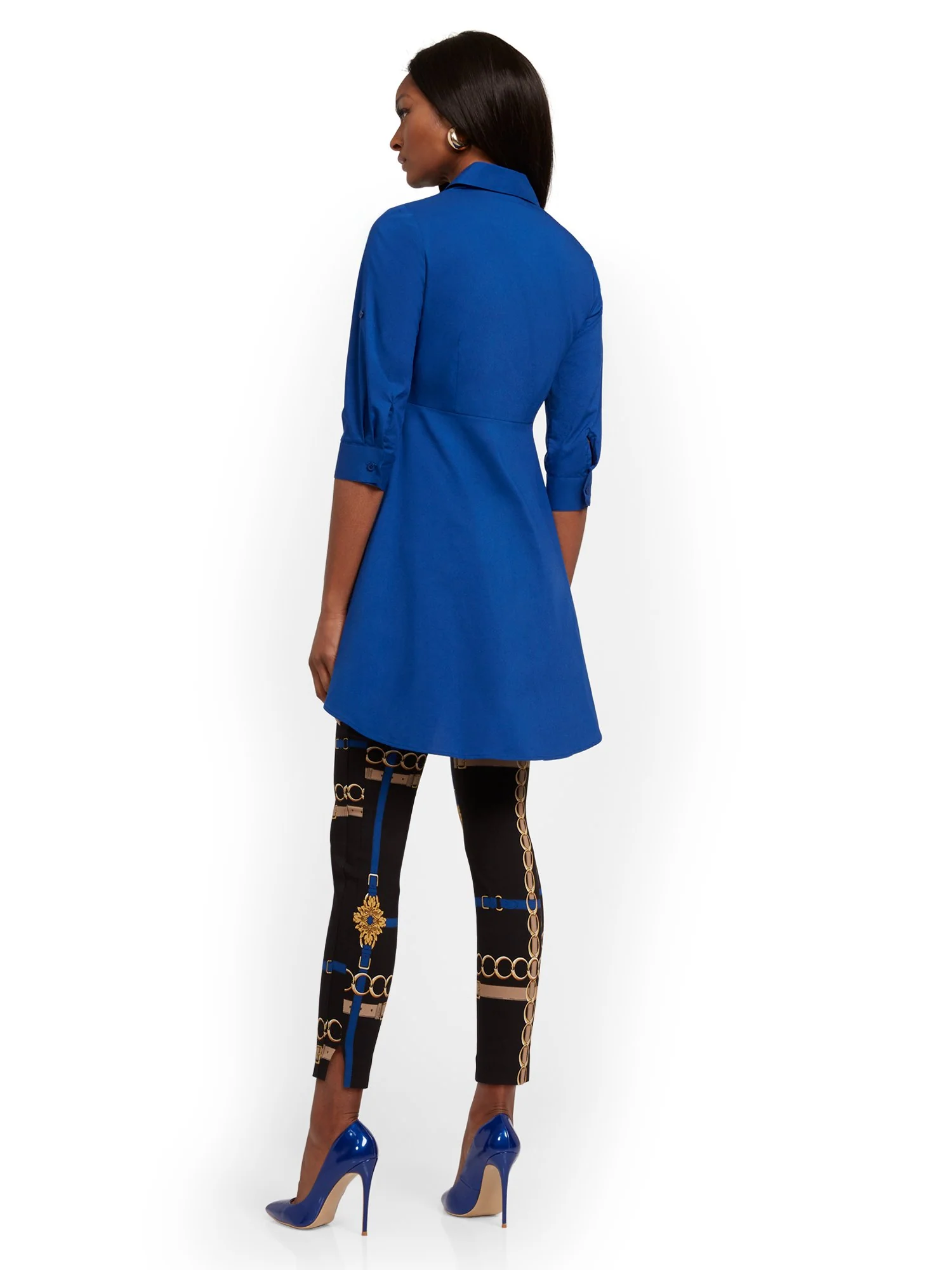 Poplin Peplum-Hem Tunic Shirt - Image 25