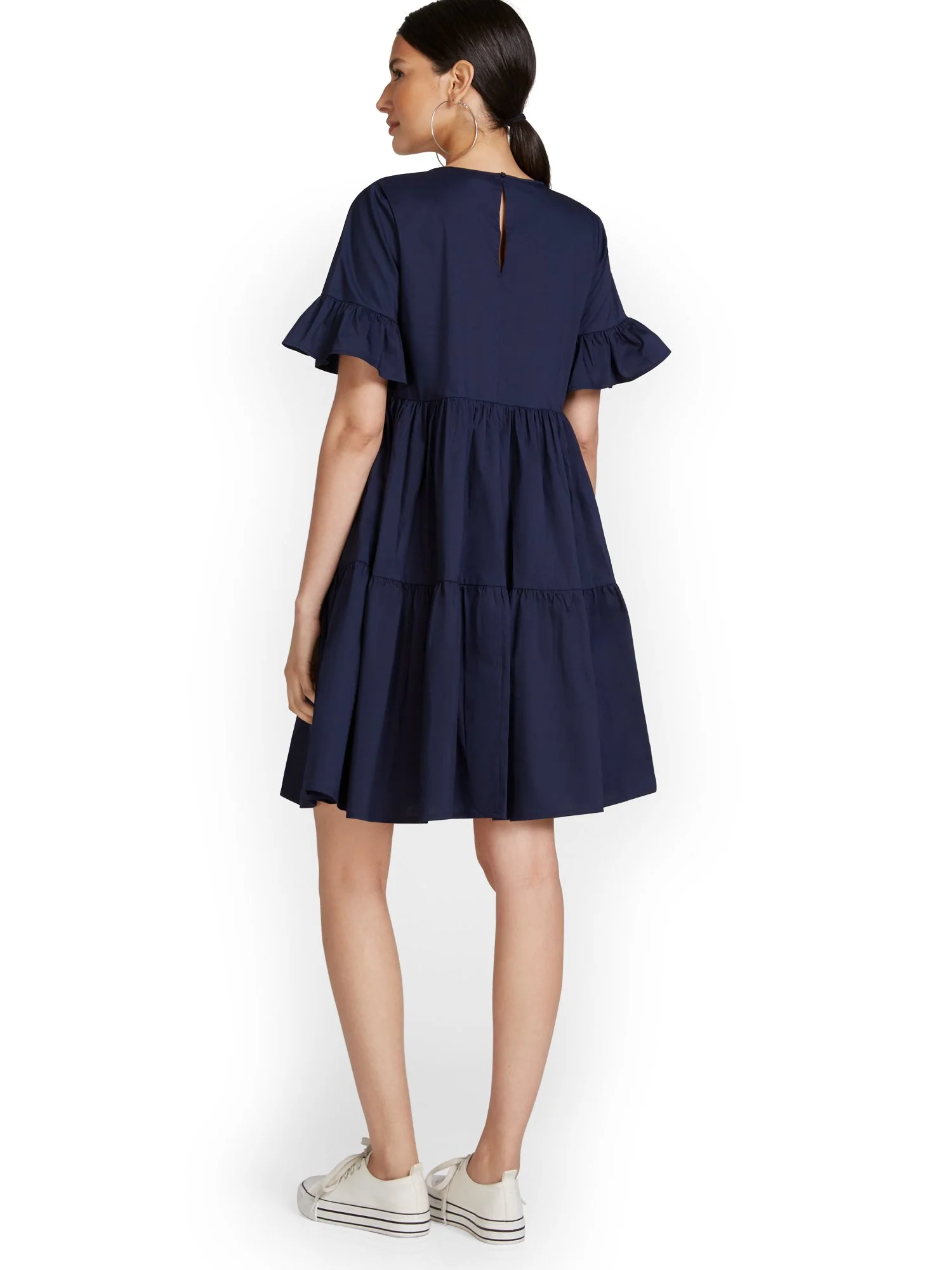 Poplin Ruffle-Sleeve Dress - Image 3
