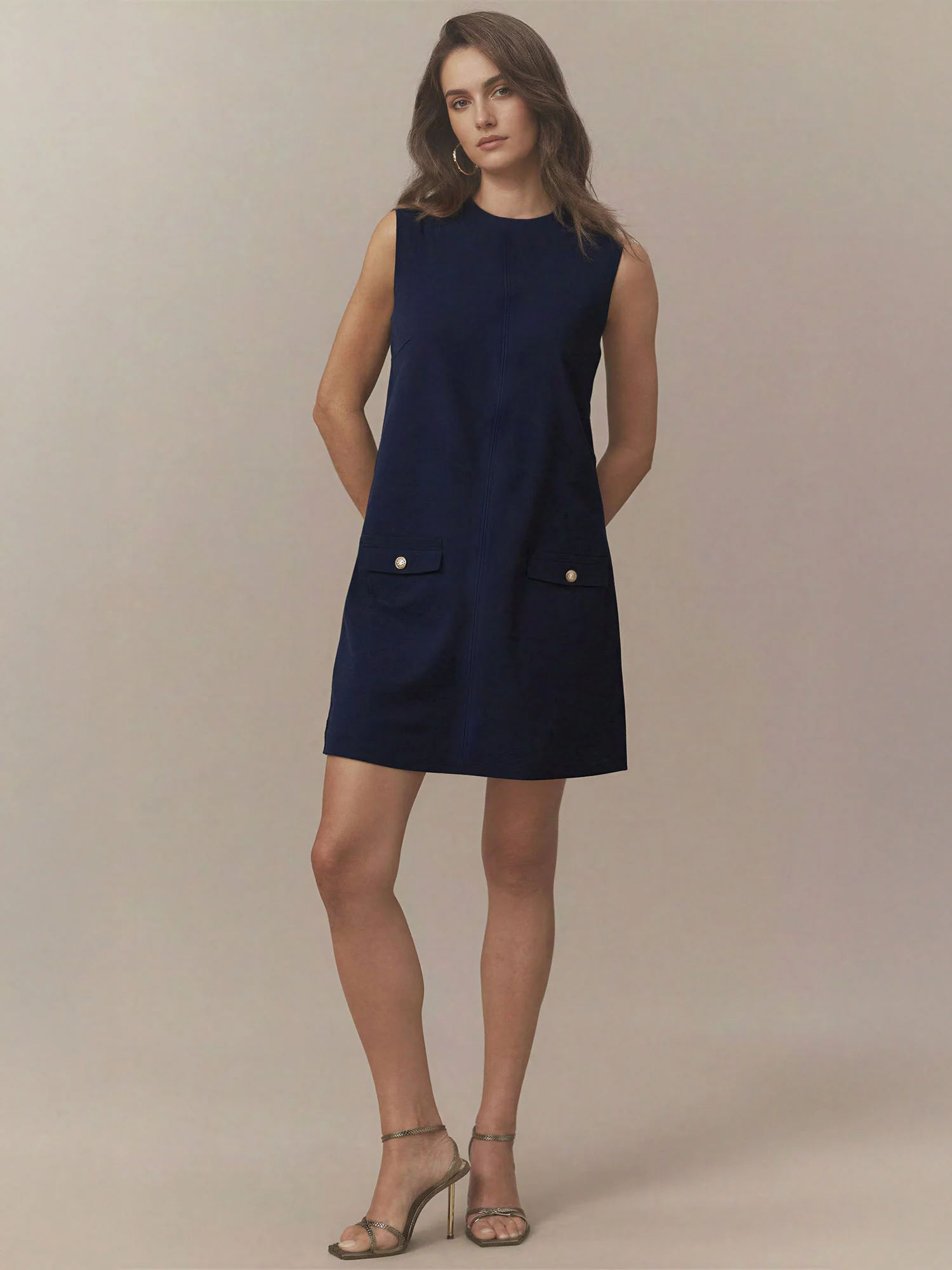 Poppy Sleeveless Two Pocket A Line Sheath Mini Dress - Image 9