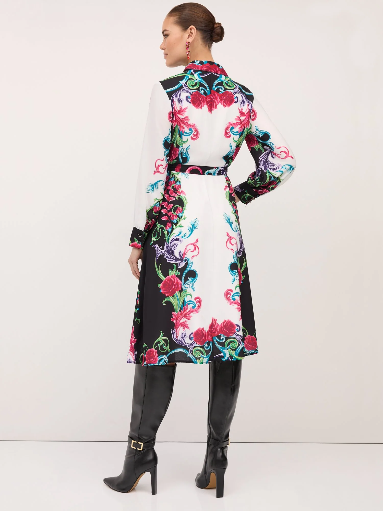 Printed A-Line Midi Shirtdress - Image 3