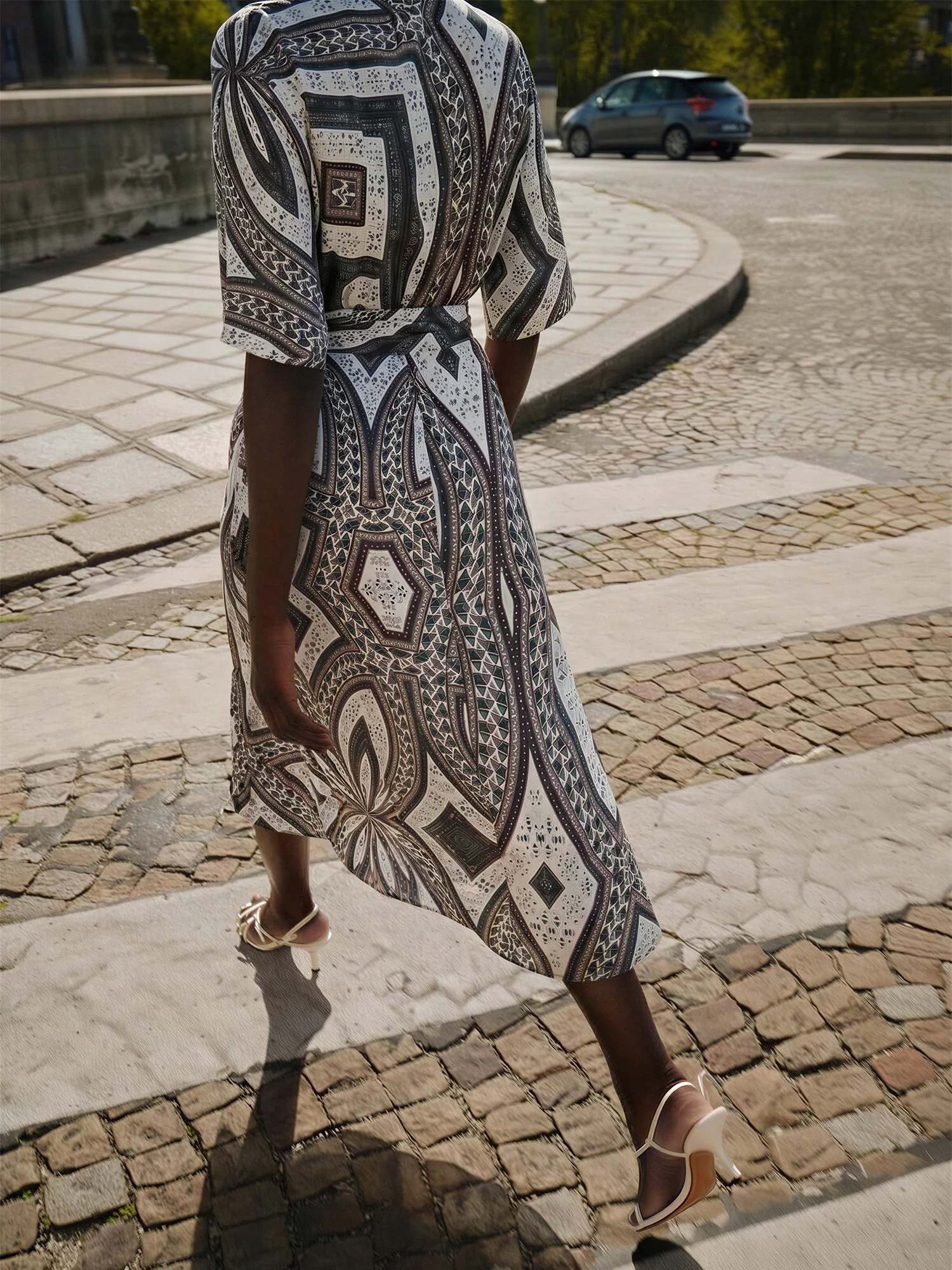 Printed Button Down Woven Mini Dress - Image 4