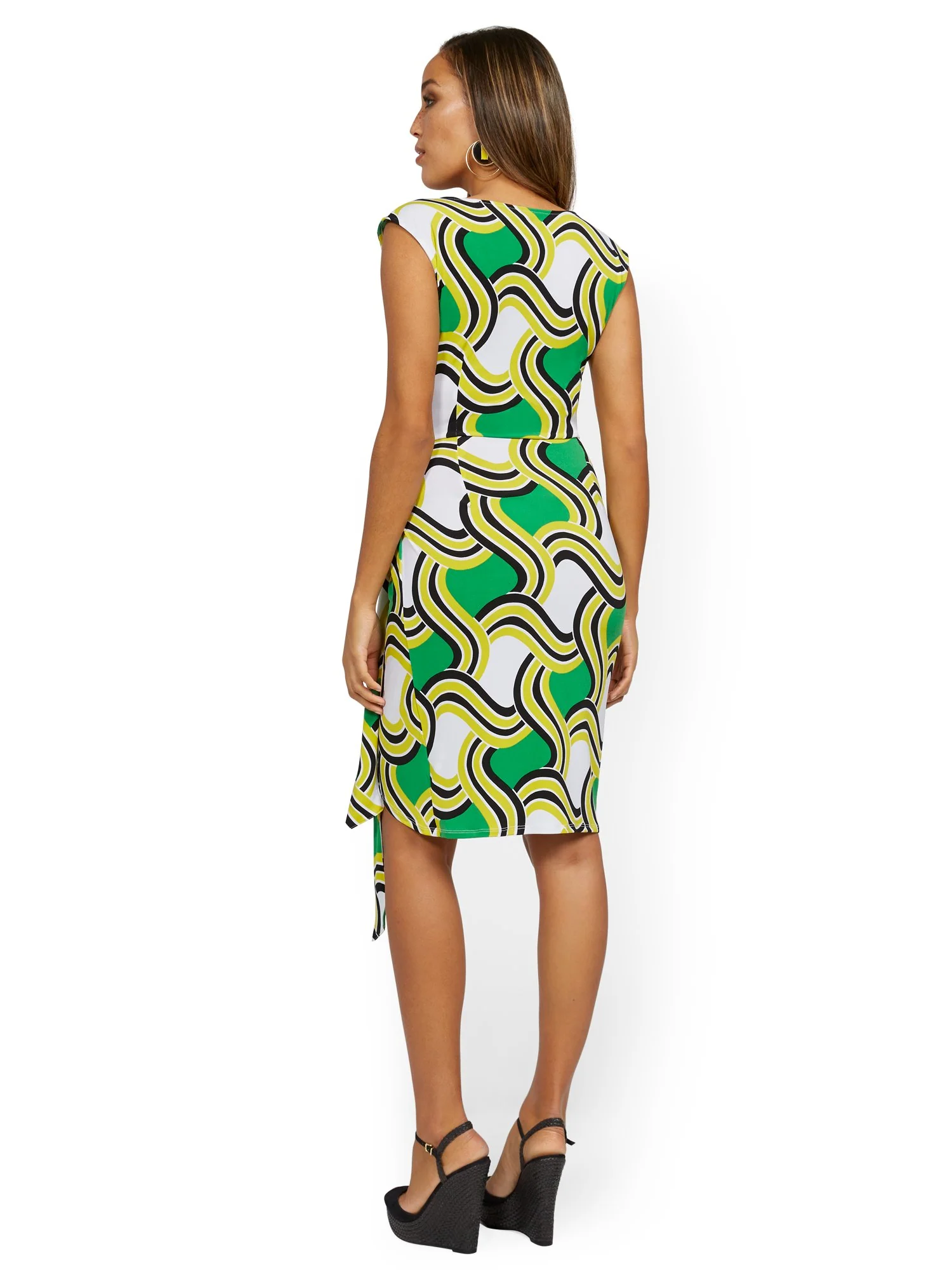 Printed Cap-Sleeve Wrap Dress - Image 3
