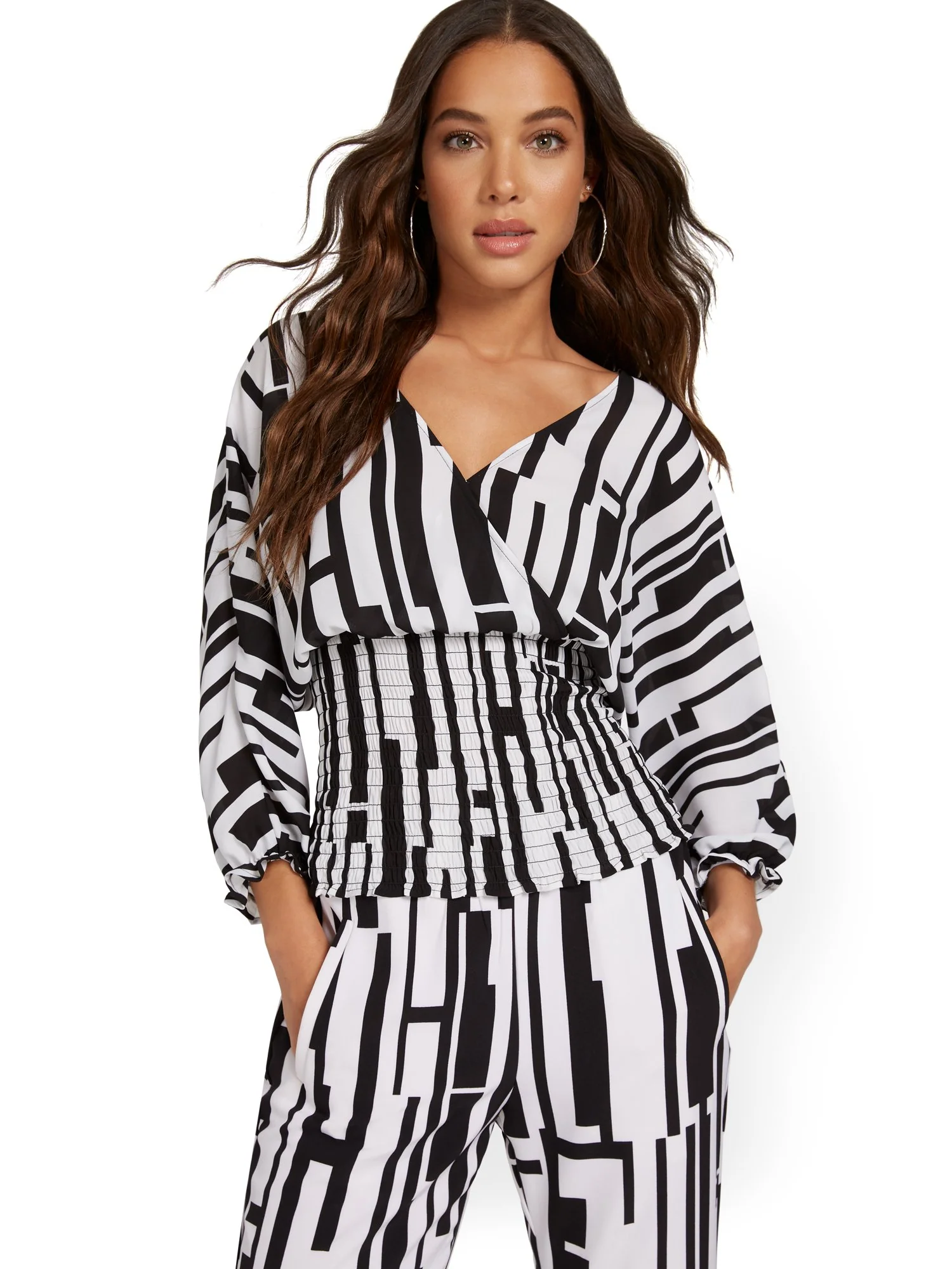 Printed Cross-Back Blouse - Image 2
