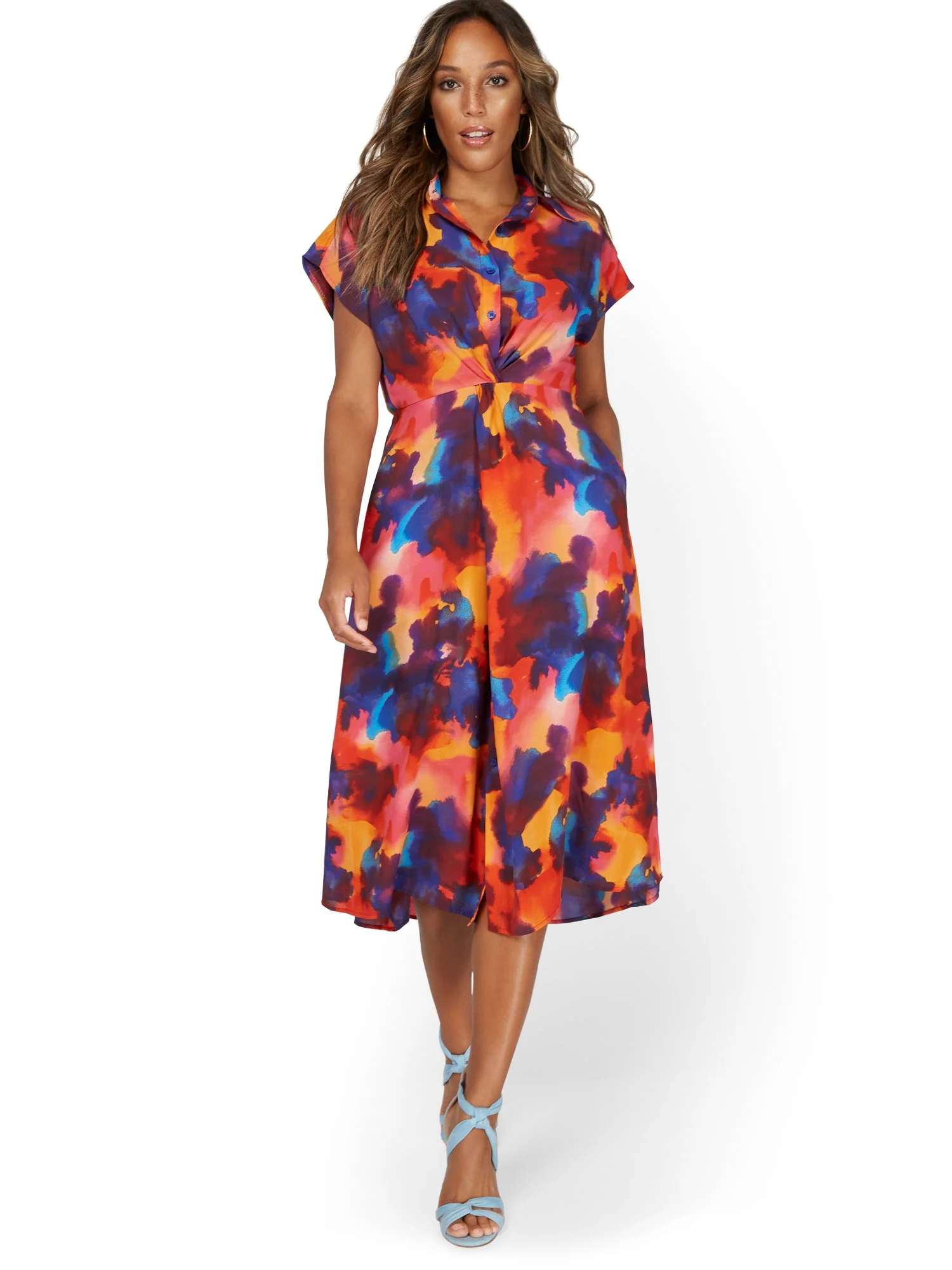 Printed Midi Shirtdress - Image 2