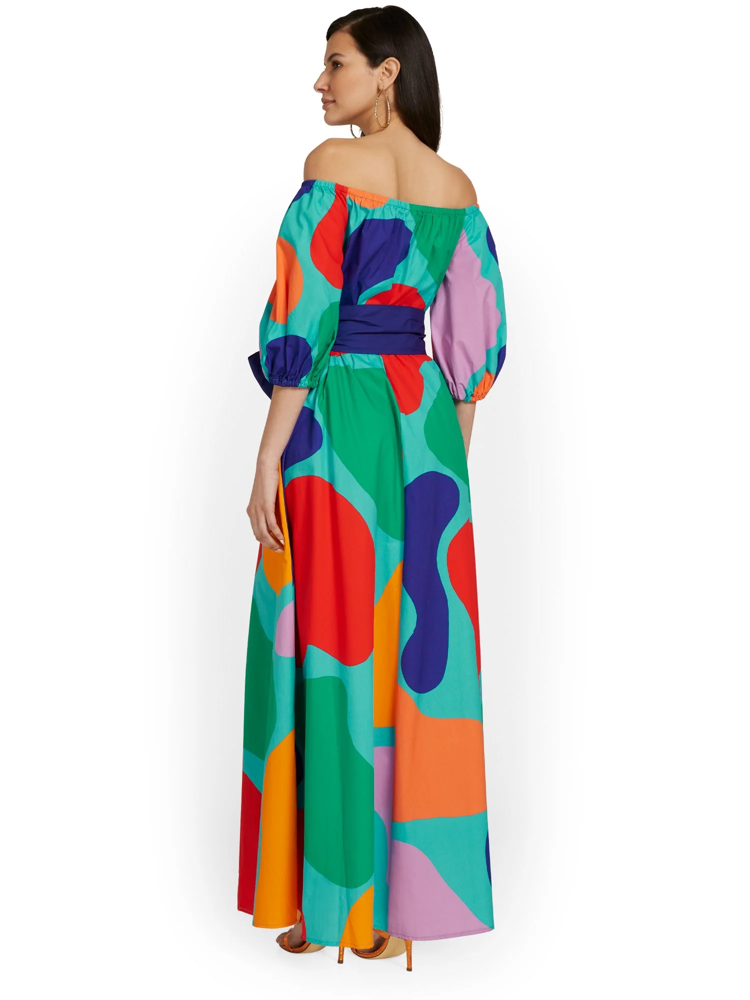 Printed Off-The-Shoulder Poplin Maxi Dress - Image 3