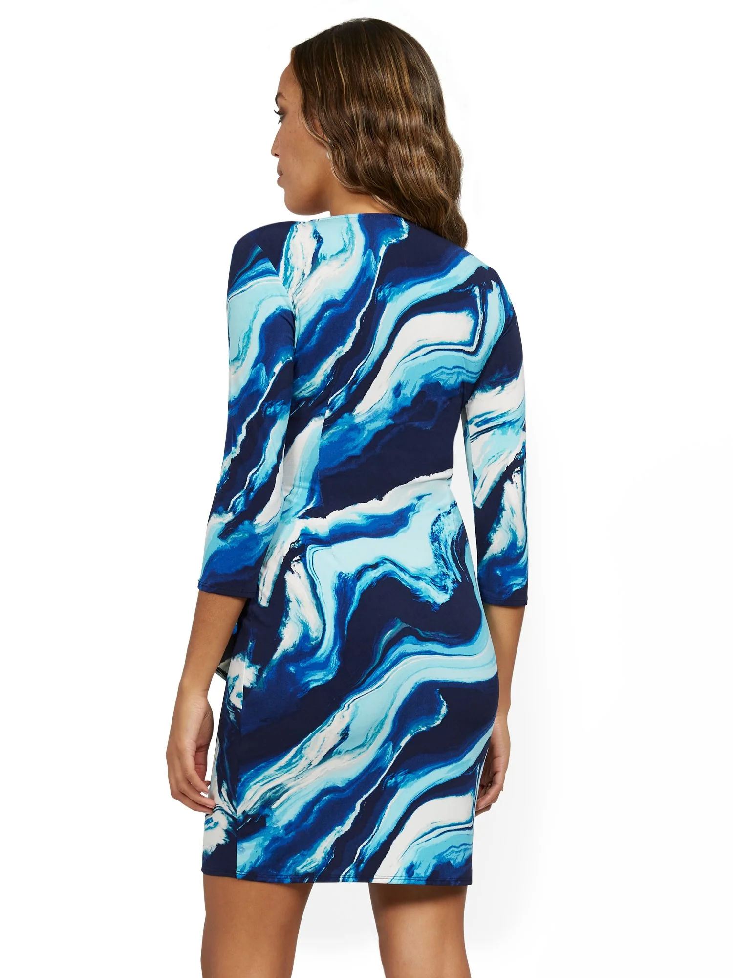 Printed Ruffle-Front V-Neck Dress - Image 3