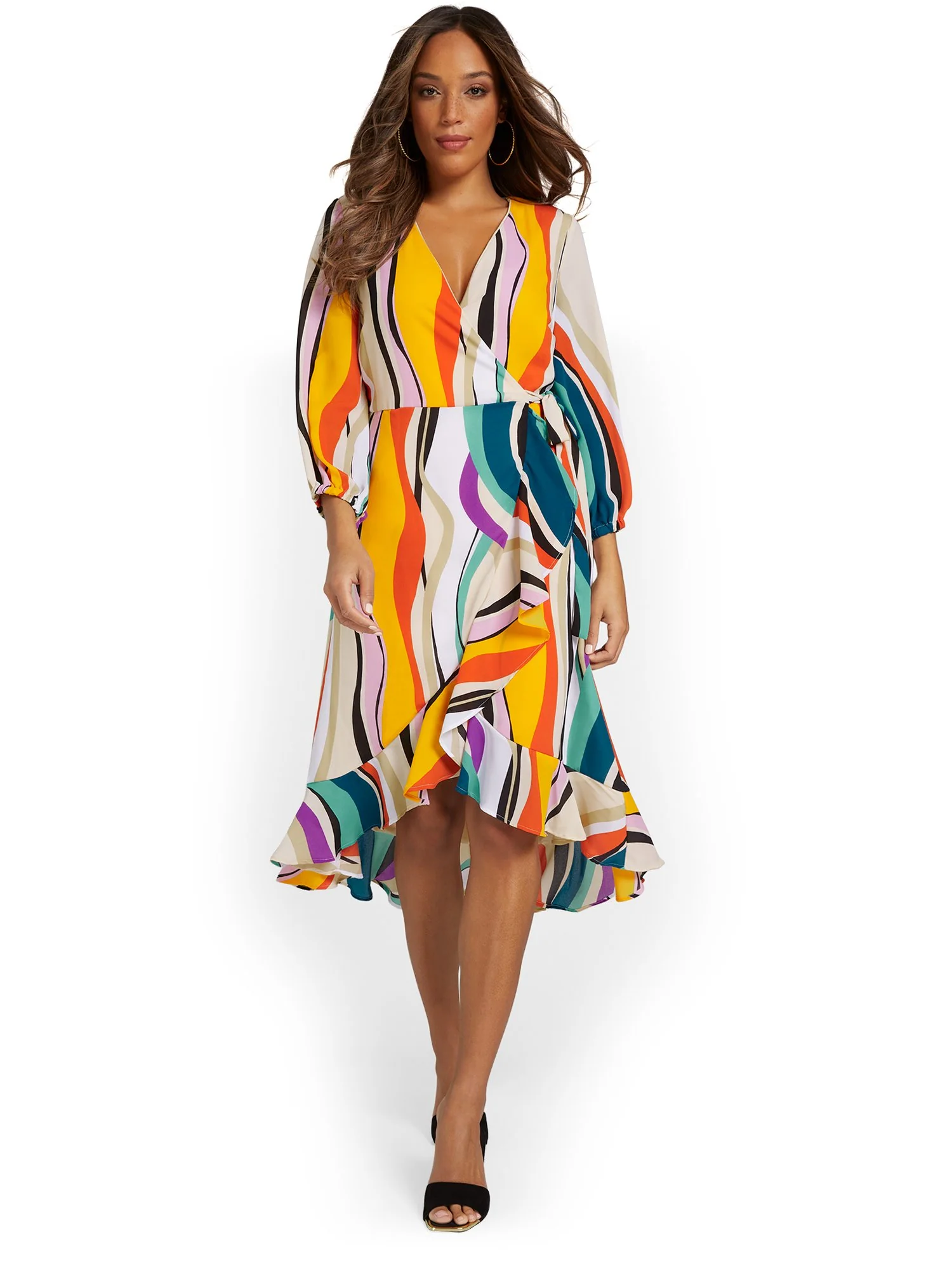 Printed Ruffle-Hem Midi Dress - Image 2
