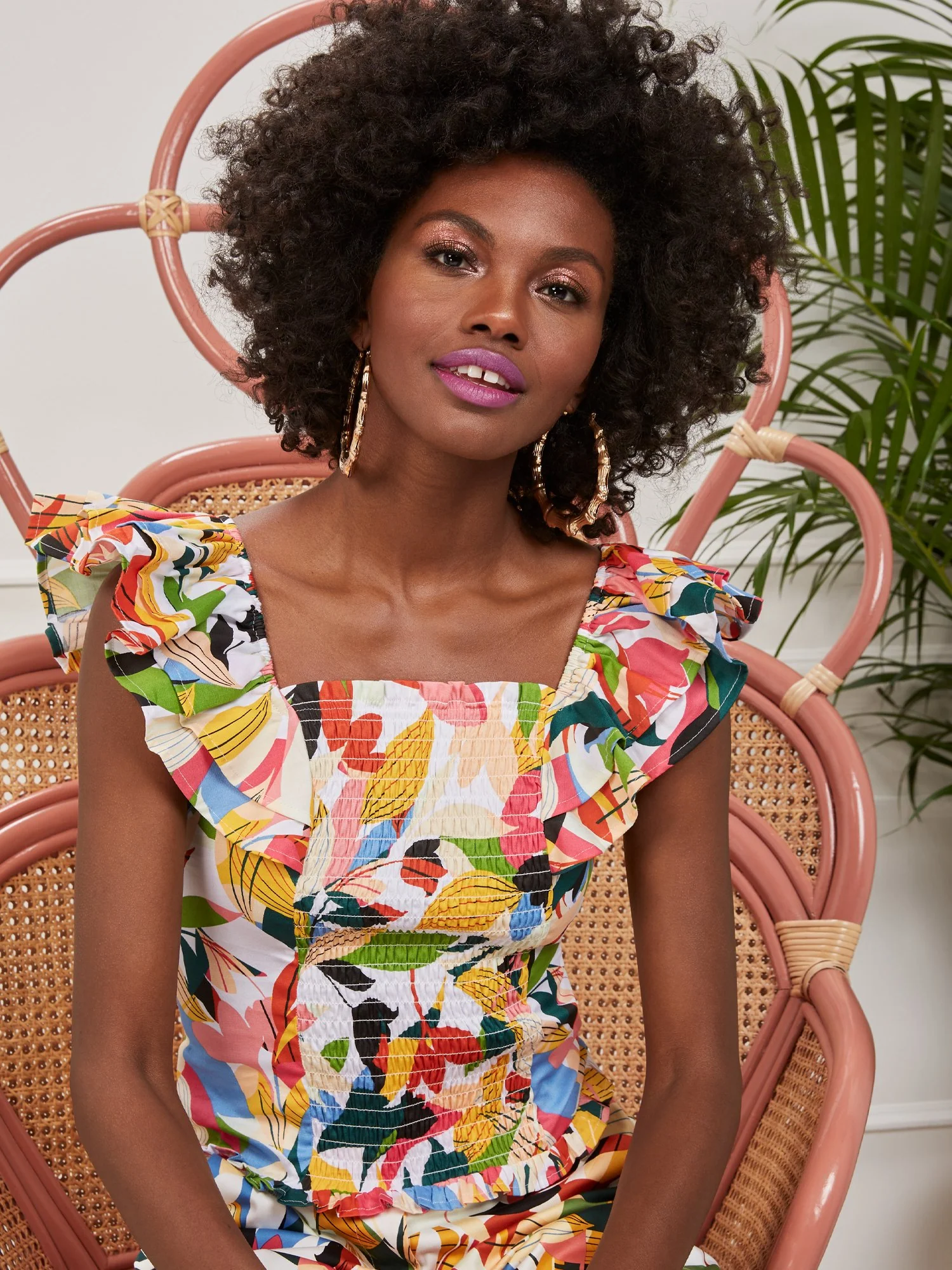 Printed Ruffle-Sleeve Top - Image 2