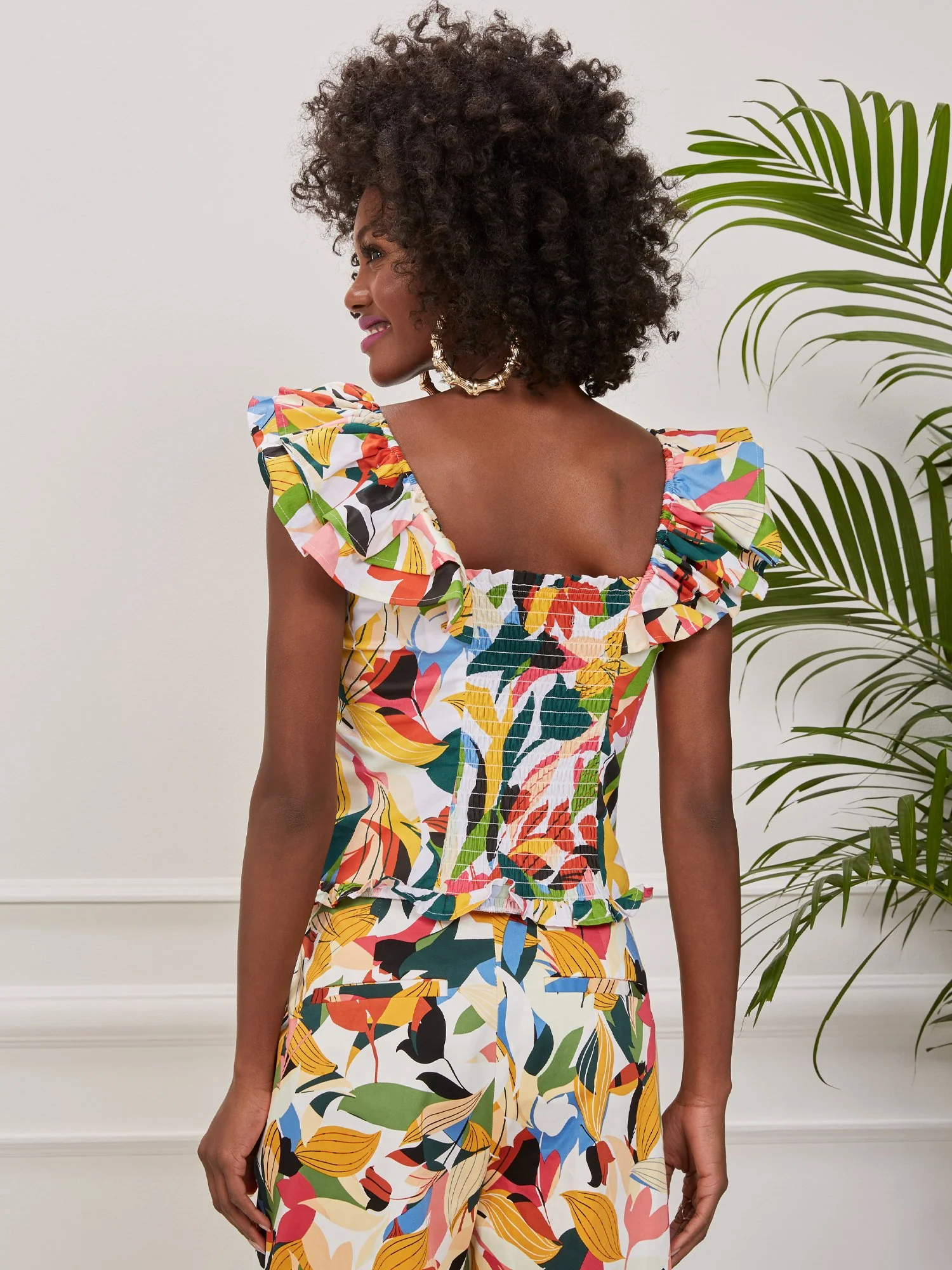 Printed Ruffle-Sleeve Top - Image 3
