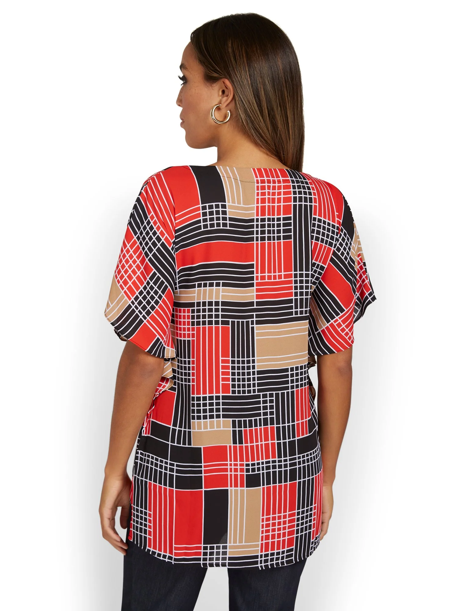 Printed Split-Neck Tunic Top - Image 3
