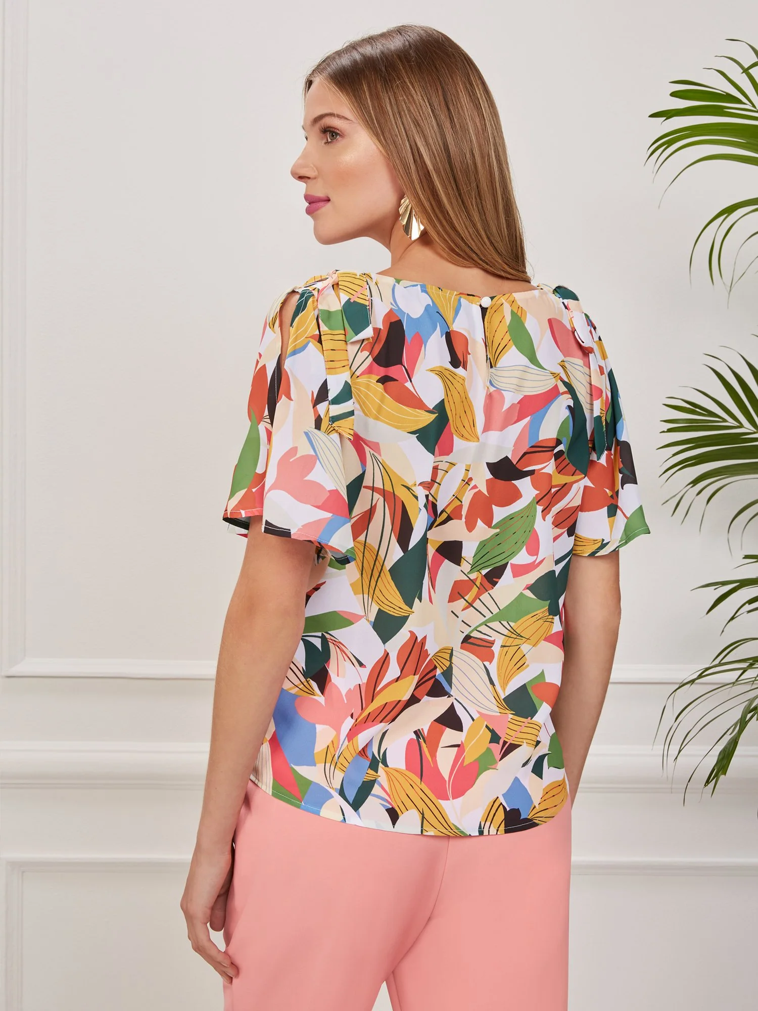 Printed Tie-Shoulder Blouse - Image 2