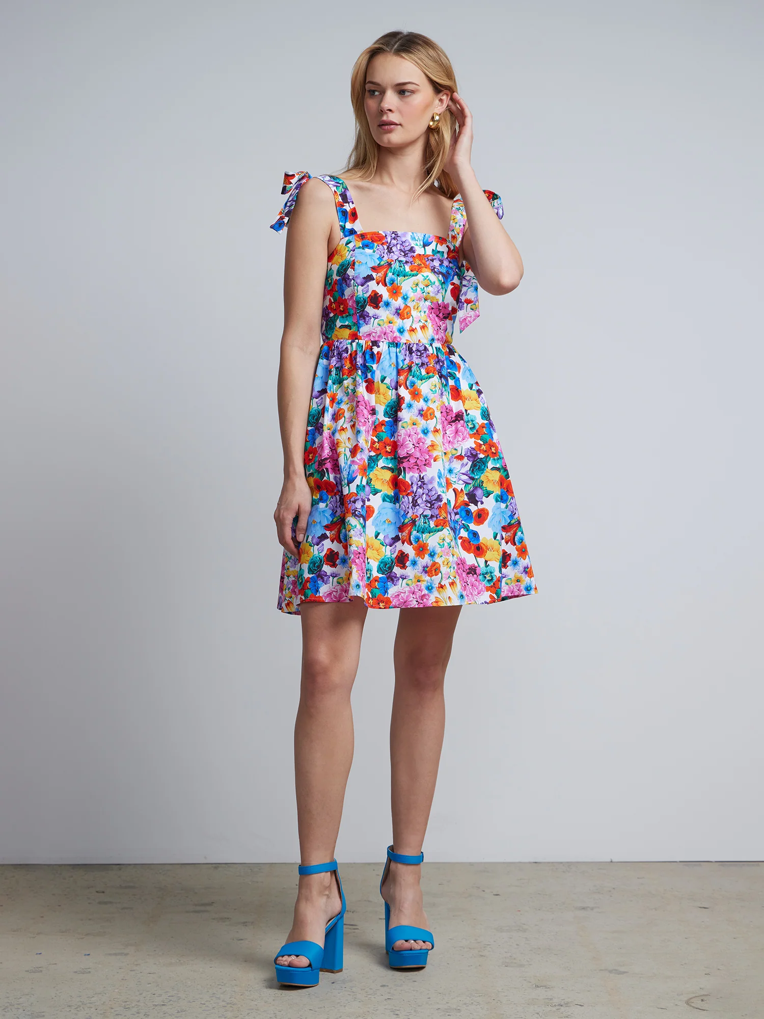 Printed Tie-Strap Flare Dress