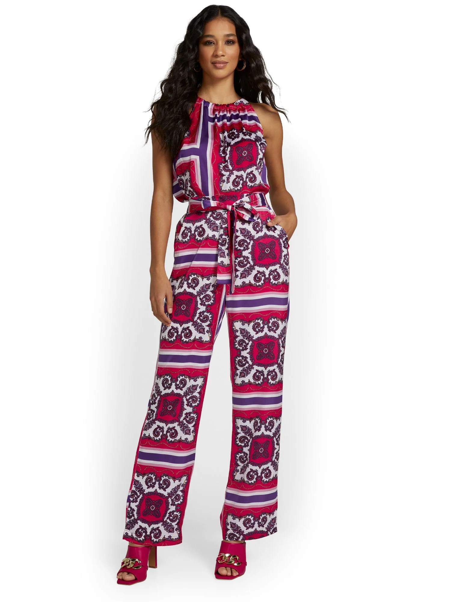 Printed Tie-Waist Palazzo Pant - Image 4