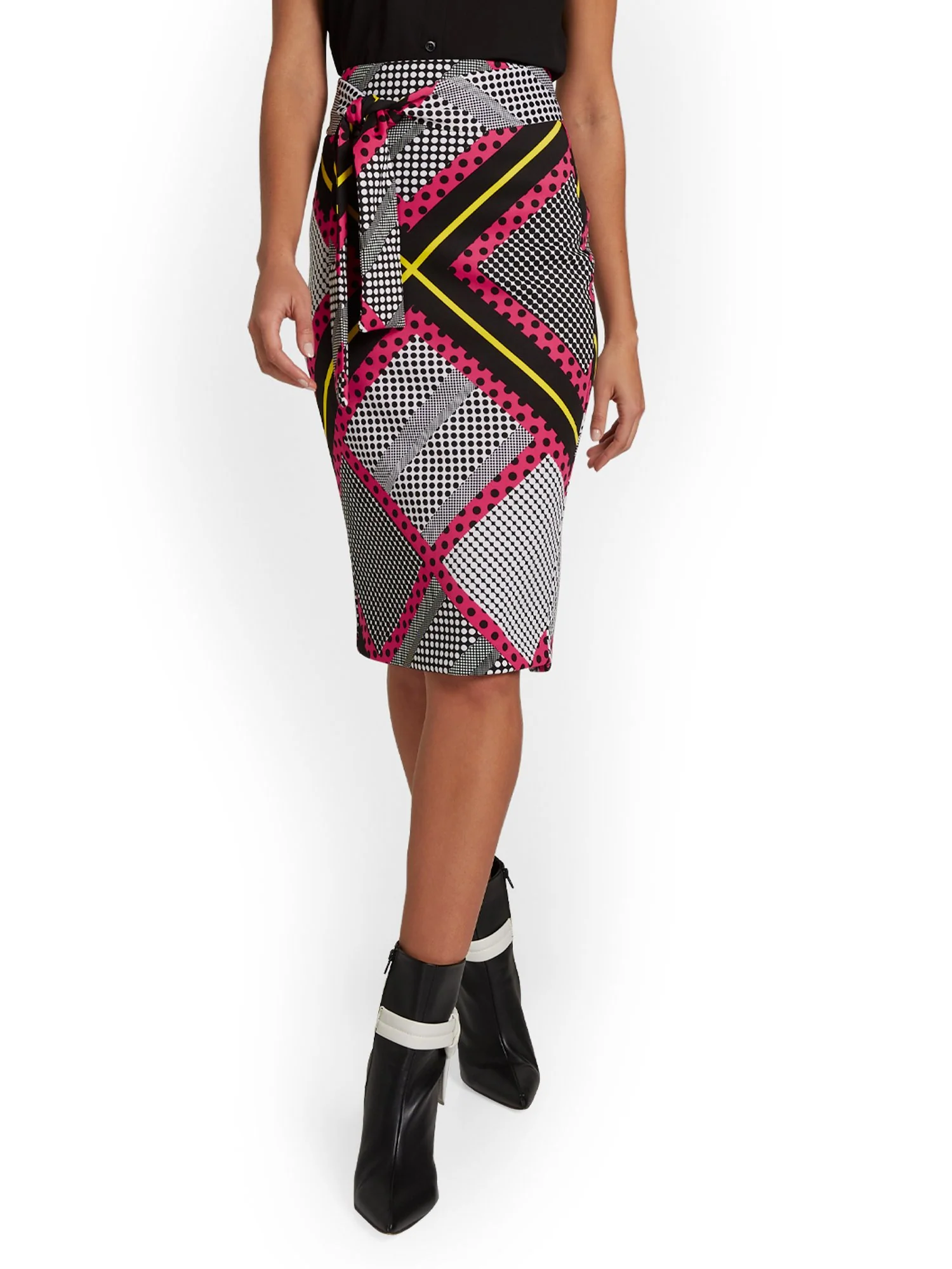 Printed Tie-Waist Pencil Skirt - Image 2