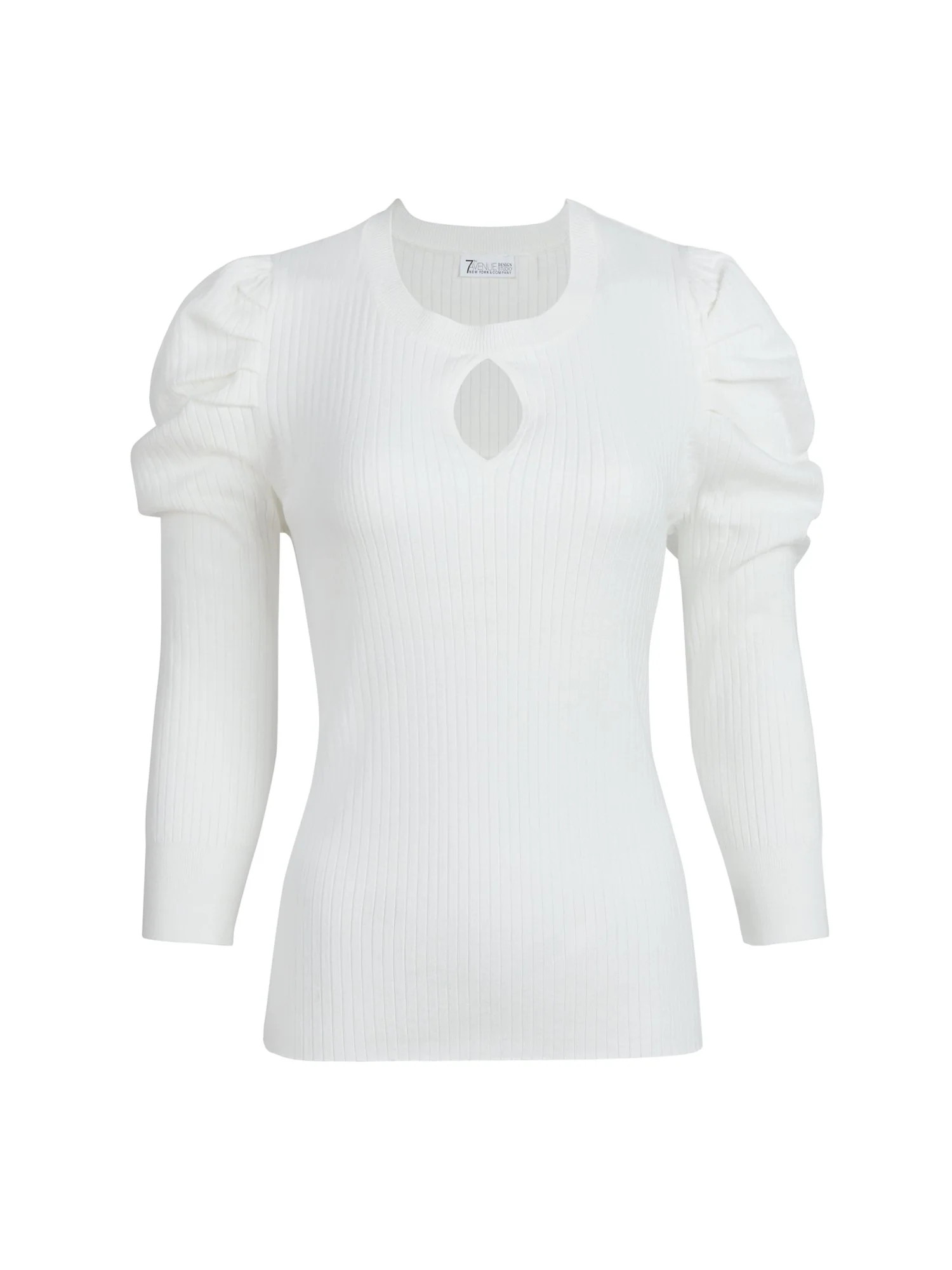Puff Shoulder Long-Sleeved Ribbed Top - Image 5