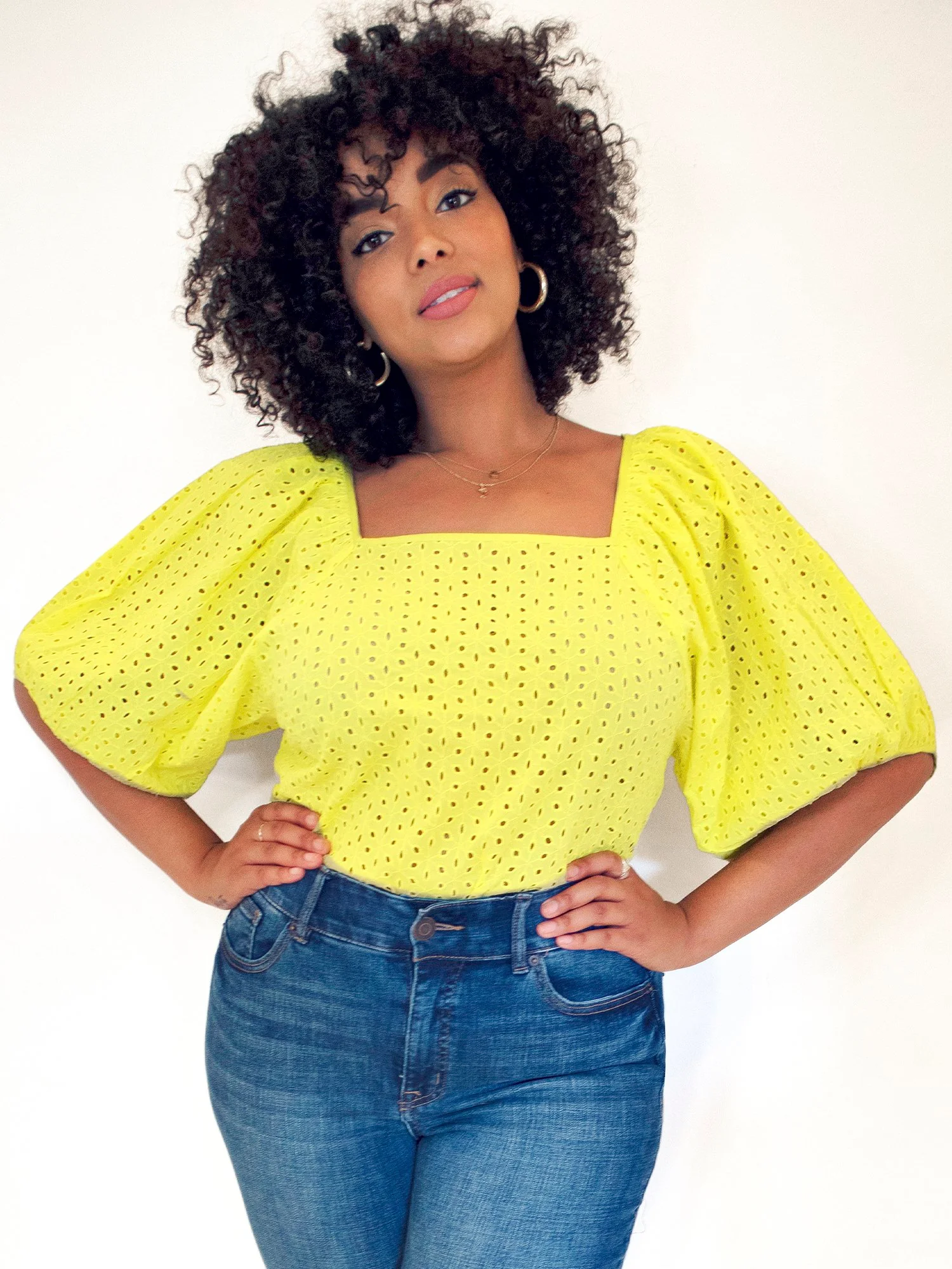 Puff-Sleeve Eyelet Top - Image 7