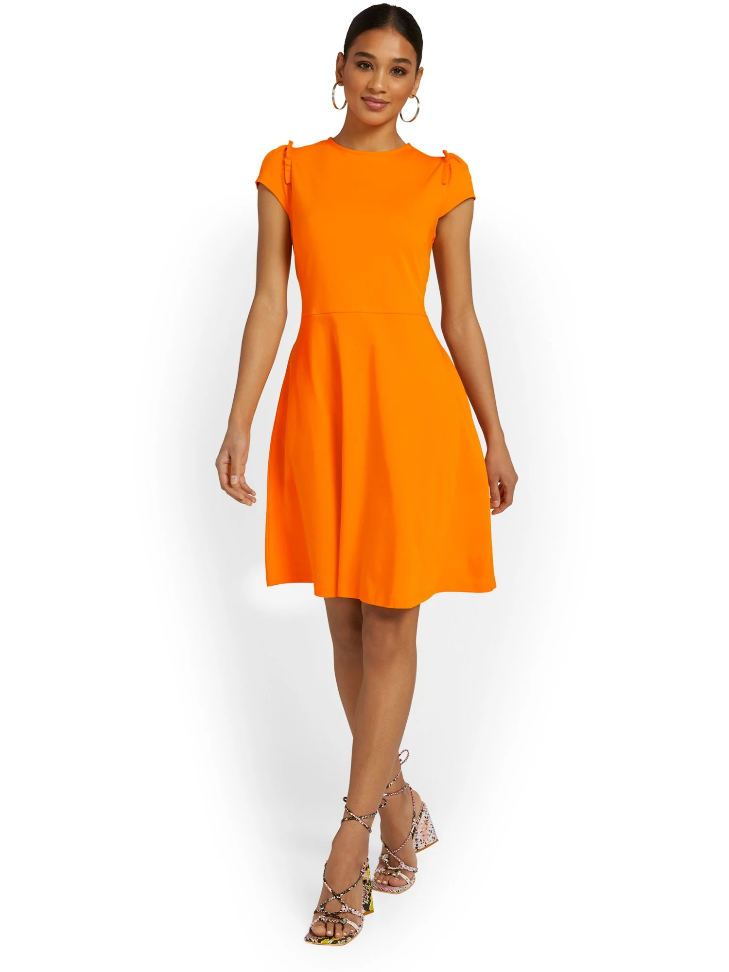 Puff-Sleeve Flare Dress - City Knits - Image 23