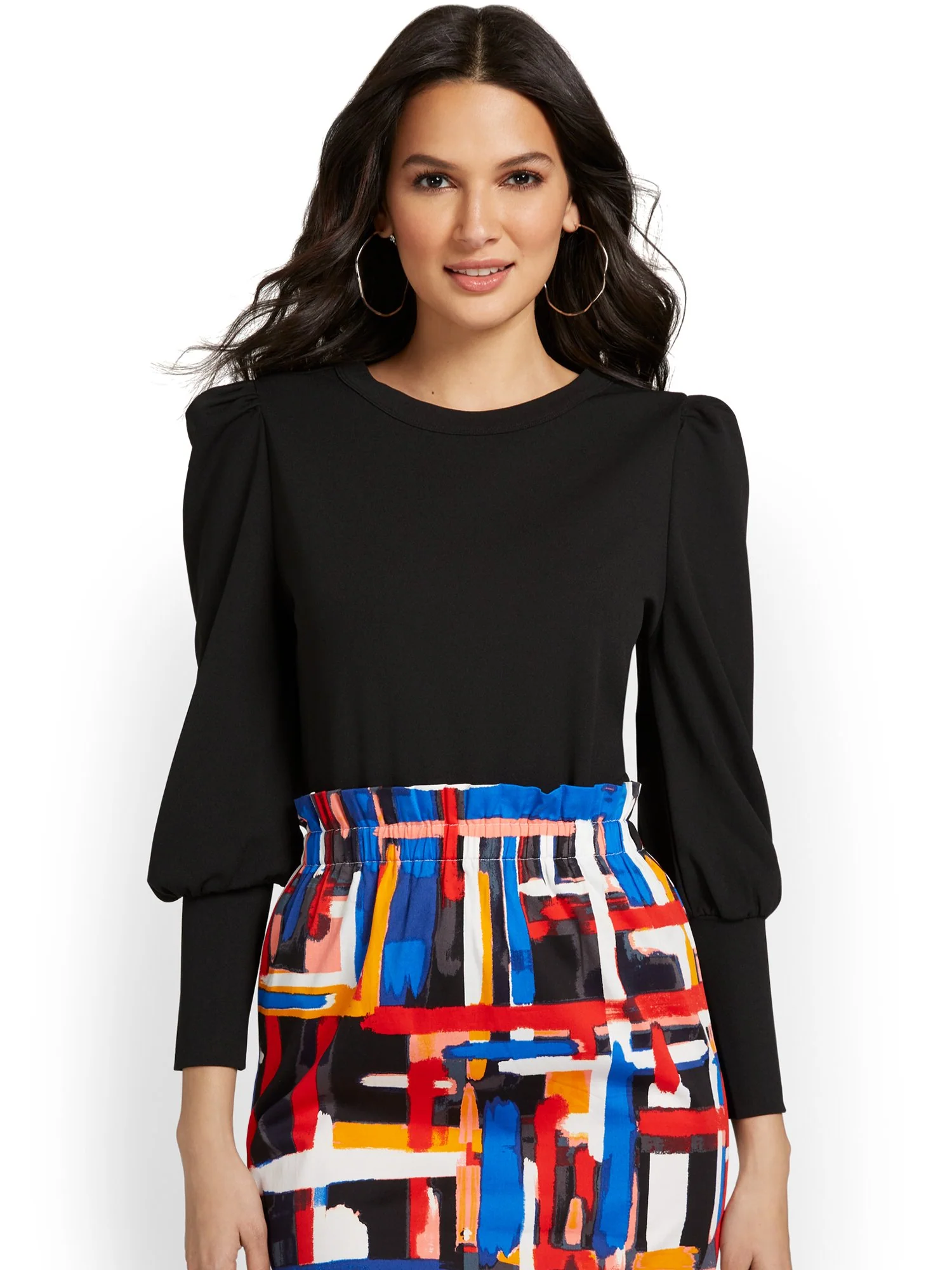 Puff-Sleeve Knit Top - Image 2