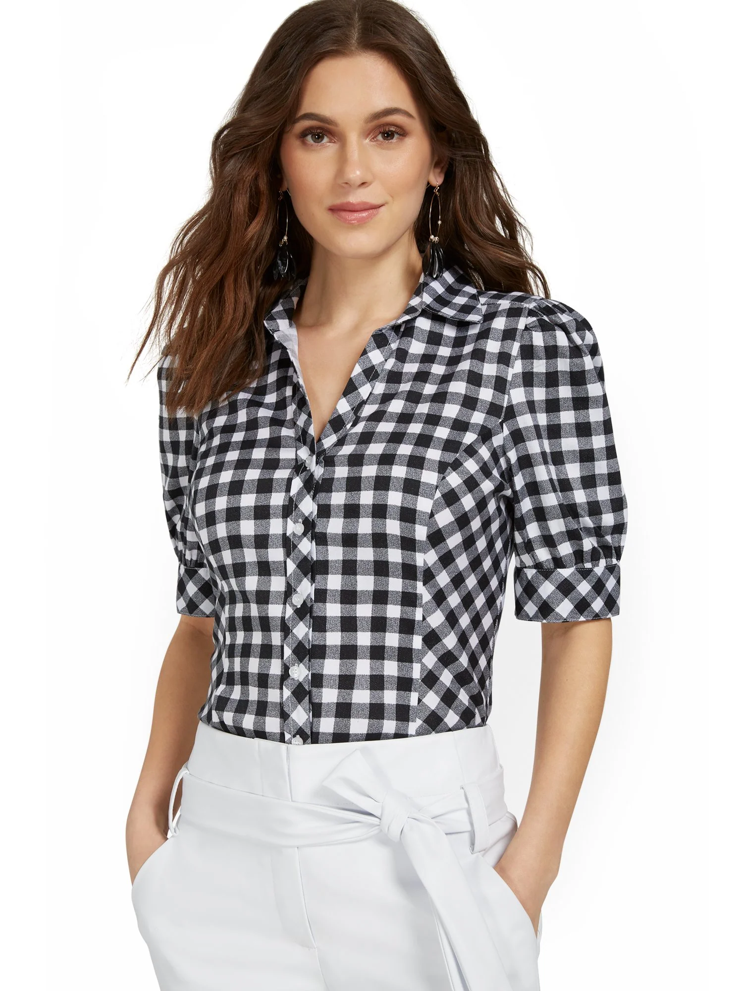 Puff-Sleeve Madison Shirt - Gingham - 7th Avenue - Image 4