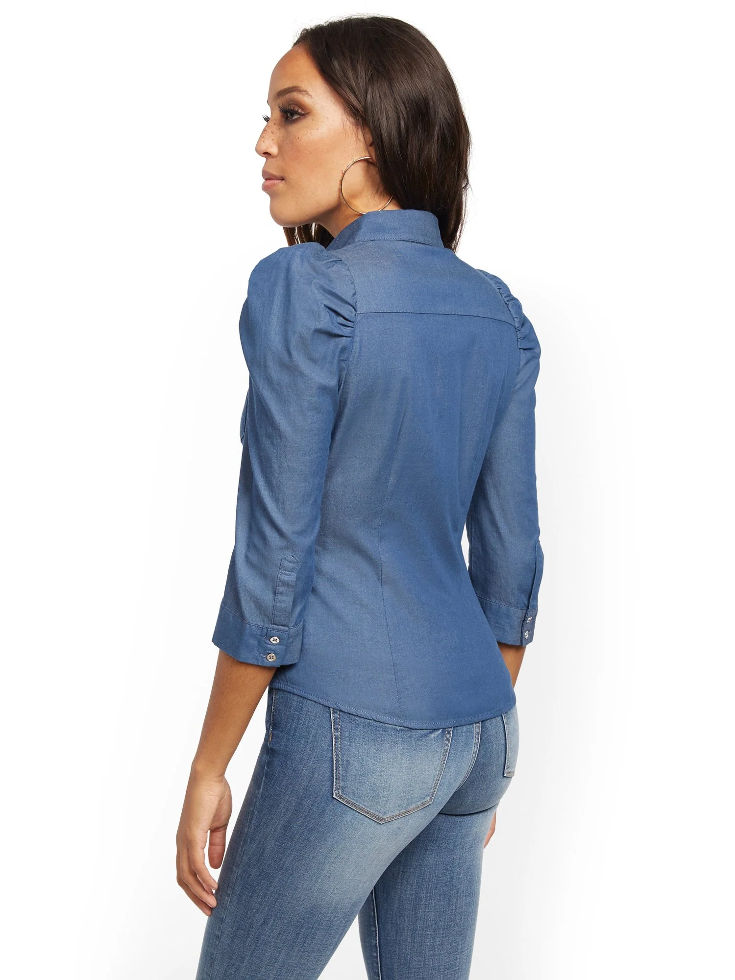Puff-Sleeve Madison Stretch Shirt - Secret Snap - Image 3