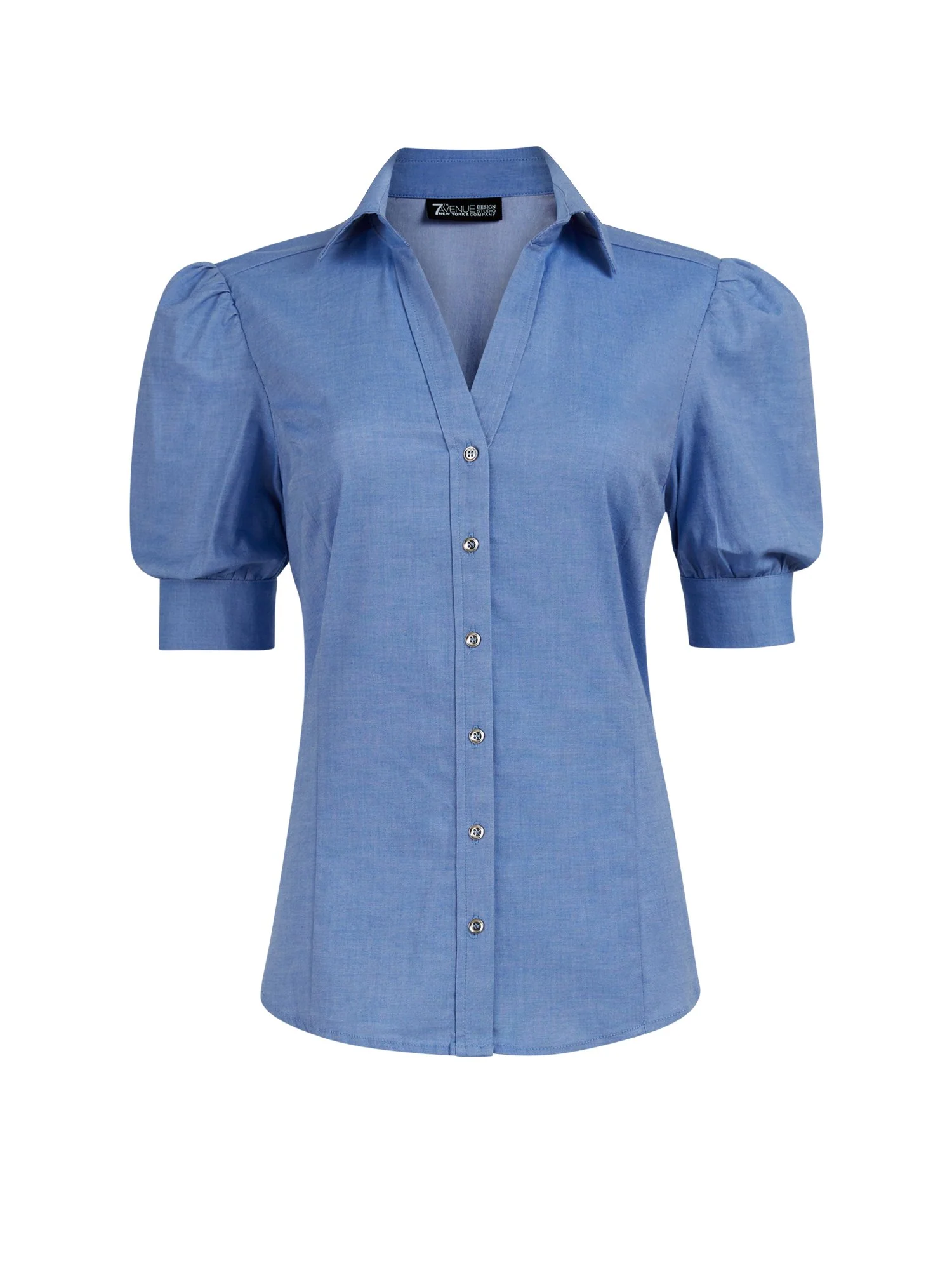 Puff-Sleeve Madison Stretch Shirt - Secret Snap - 7th Avenue