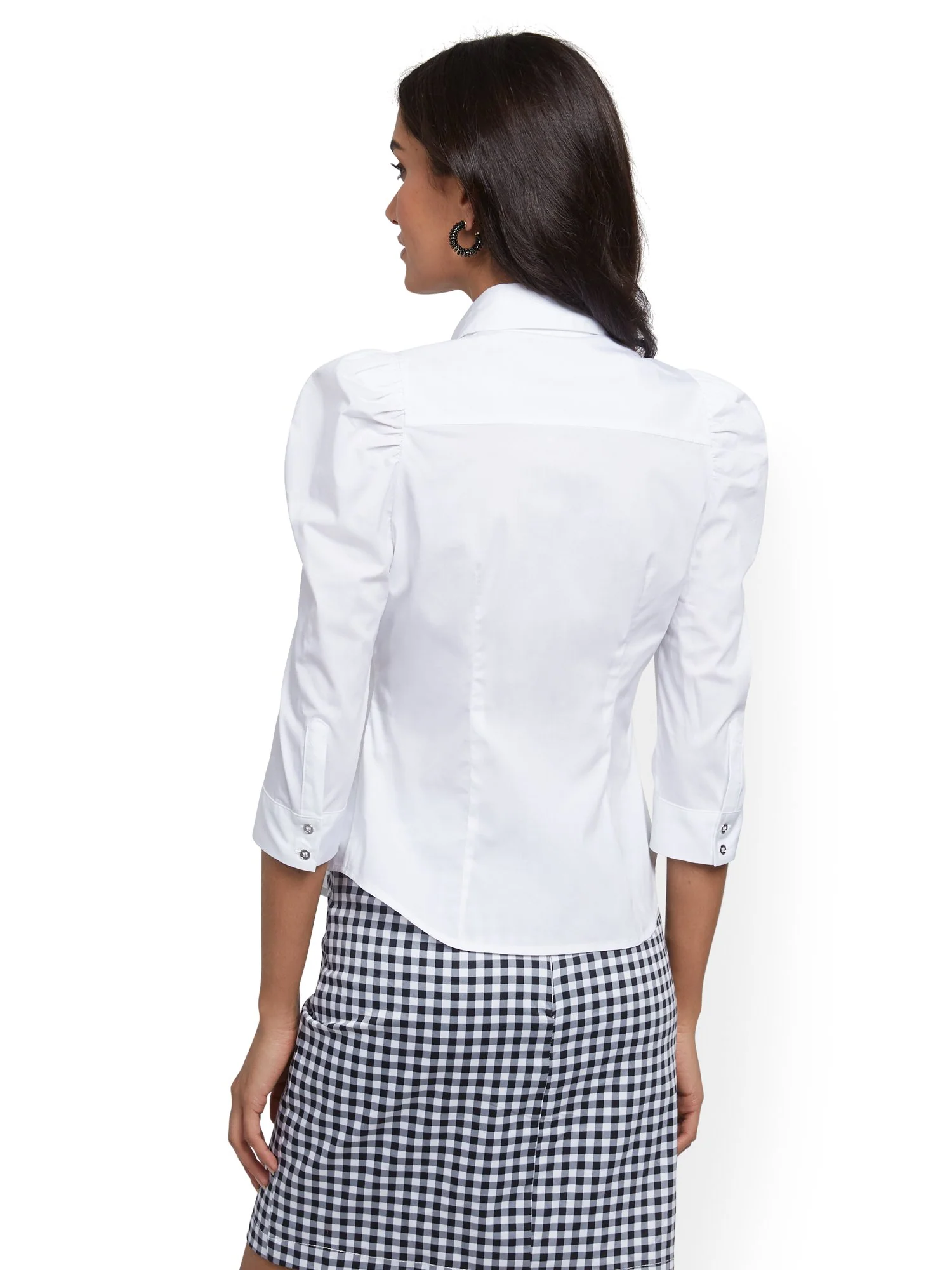 Puff-Sleeve Madison Stretch Shirt - Secret Snap - 7th Avenue - Image 3
