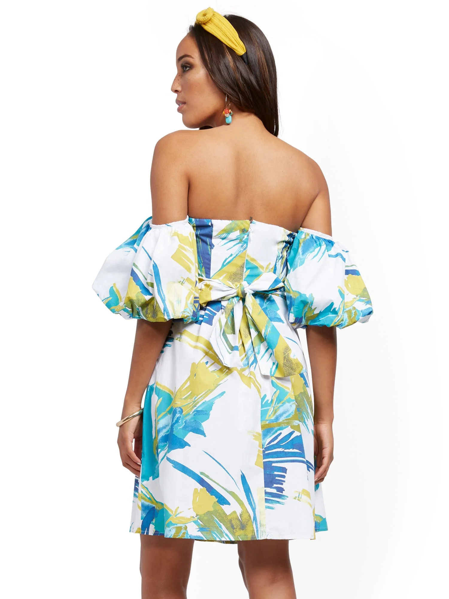 Puff-Sleeve Poplin Shift Dress - Image 3