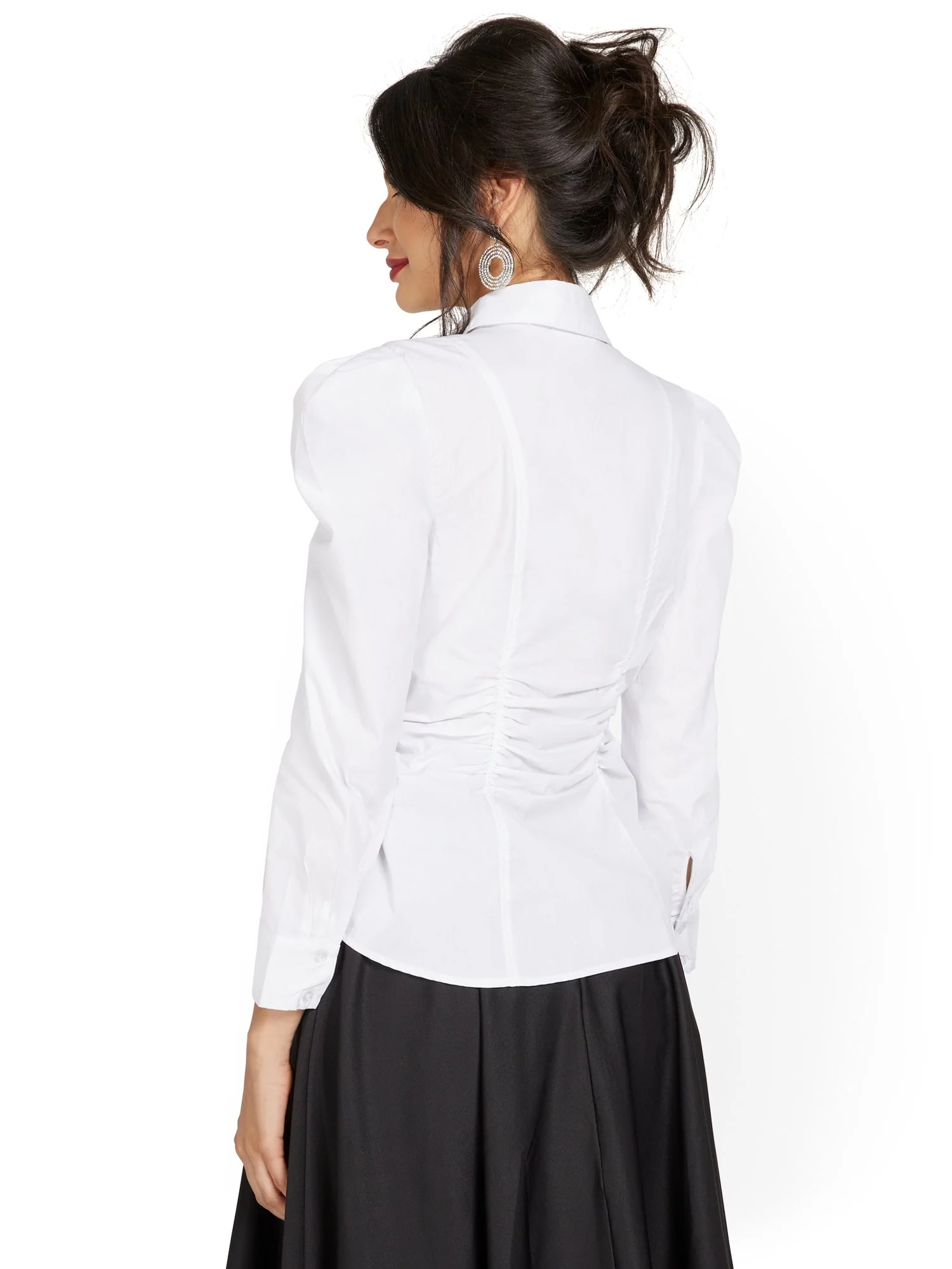 Puff-Sleeve Poplin Shirt - Image 3