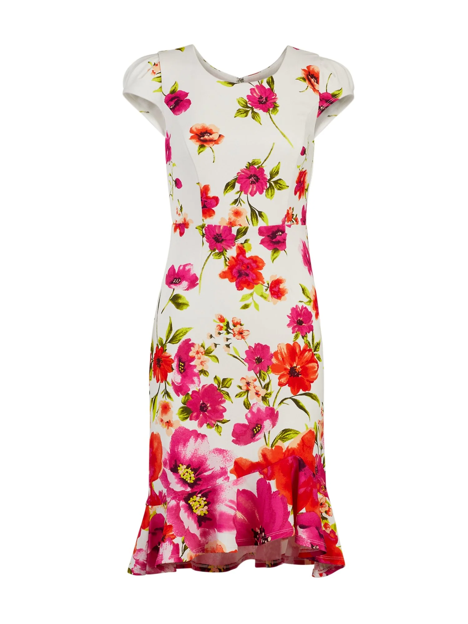 Puff-Sleeve Ruffled Sheath Dress - Magic Crepe® - Image 2