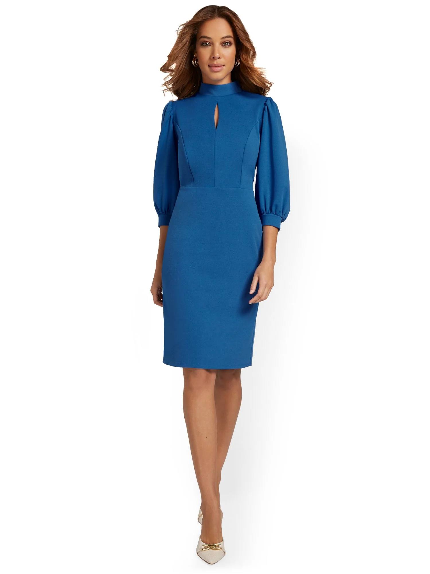 Puff-Sleeve Sheath Dress - Magic Crepe® - Image 5