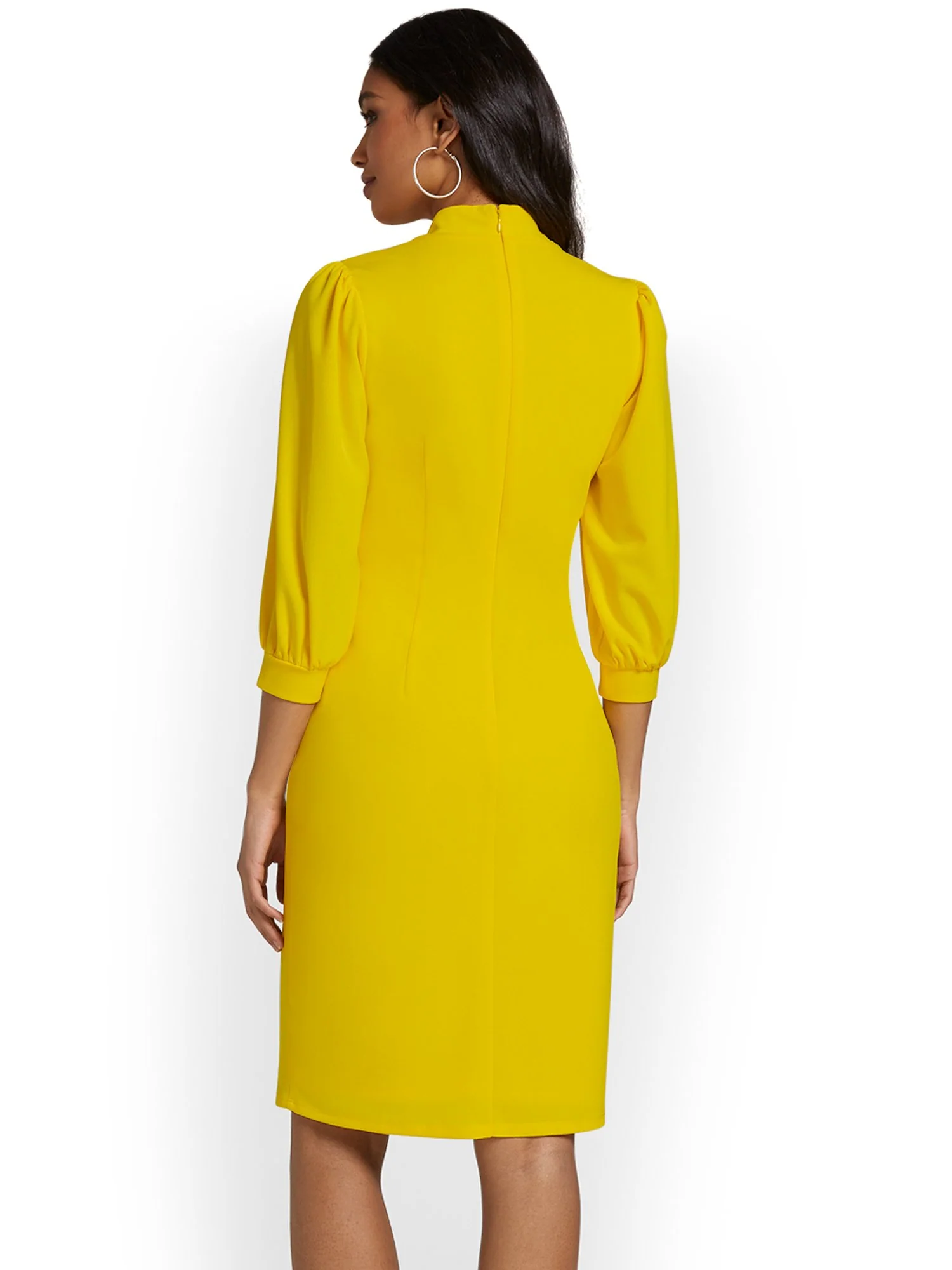 Puff-Sleeve Sheath Dress - Magic Crepe® - Image 9
