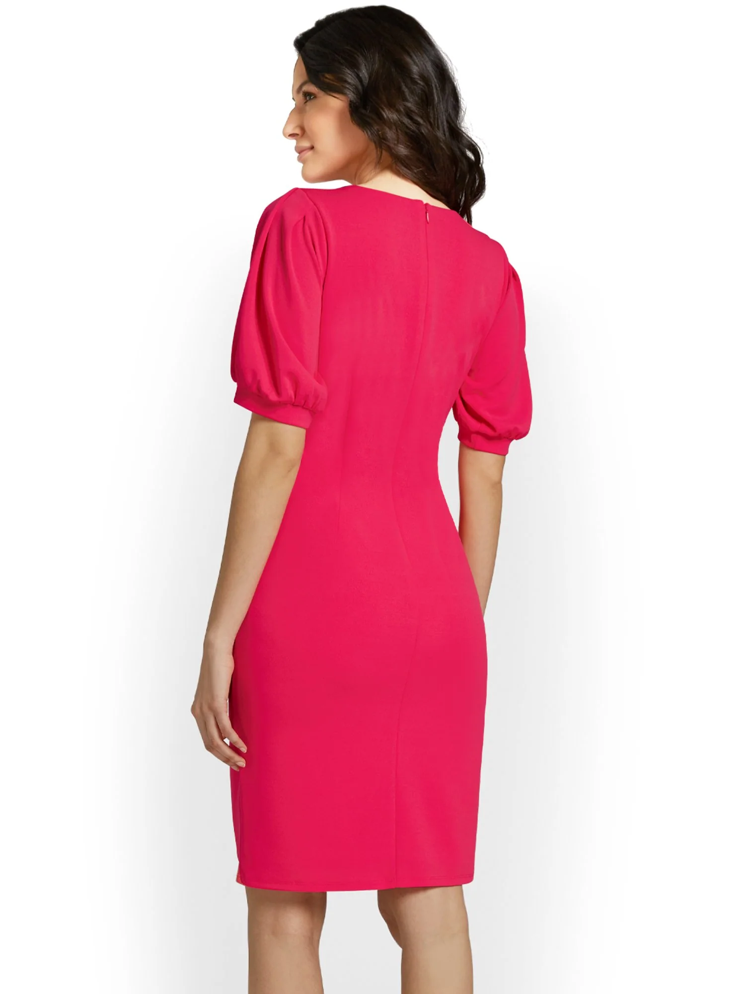 Puff-Sleeve Sheath Dress - Magic Crepe® - Image 5