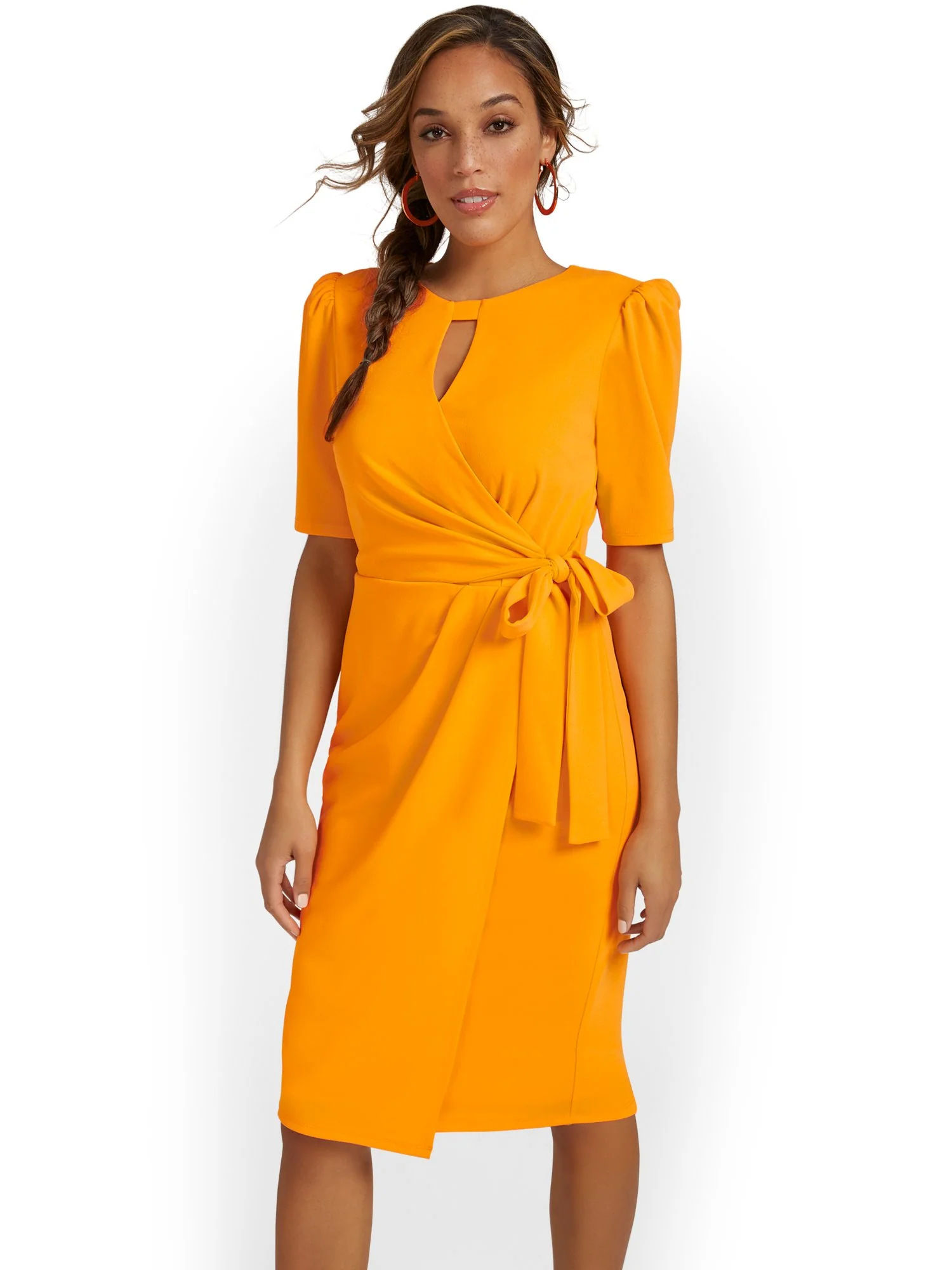 Puff-Sleeve Sheath Dress - Magic Crepe® - Image 10