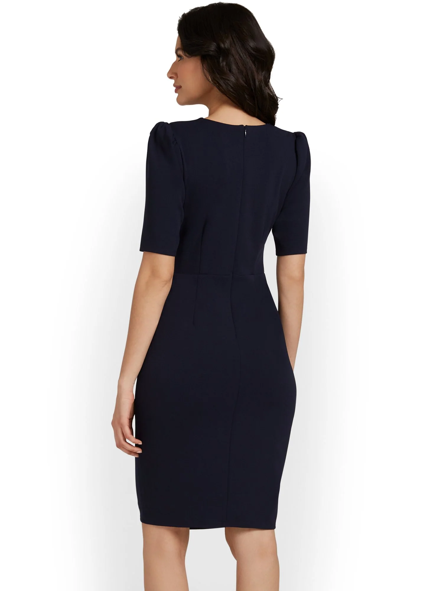 Puff-Sleeve Sheath Dress - Magic Crepe® - Image 3